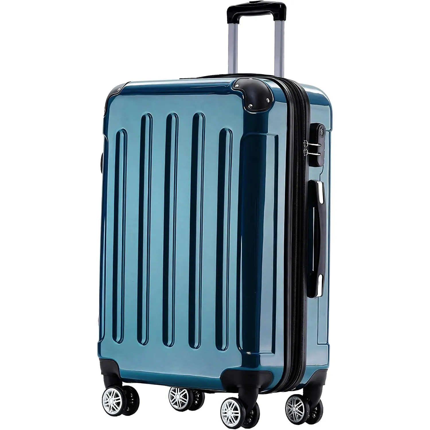 BEIBYE Hartschalen Koffer Trolley Rollkoffer Reisekoffer 4 Zwillingsrollen Polycabonat (Pale Green, Handgepäck 55cm-40L)