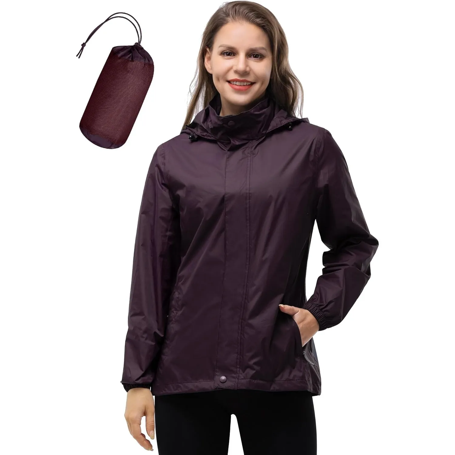 33,000ft Damen Wasserdichte Faltbar Regenjacke Atmungsaktive Windbreaker