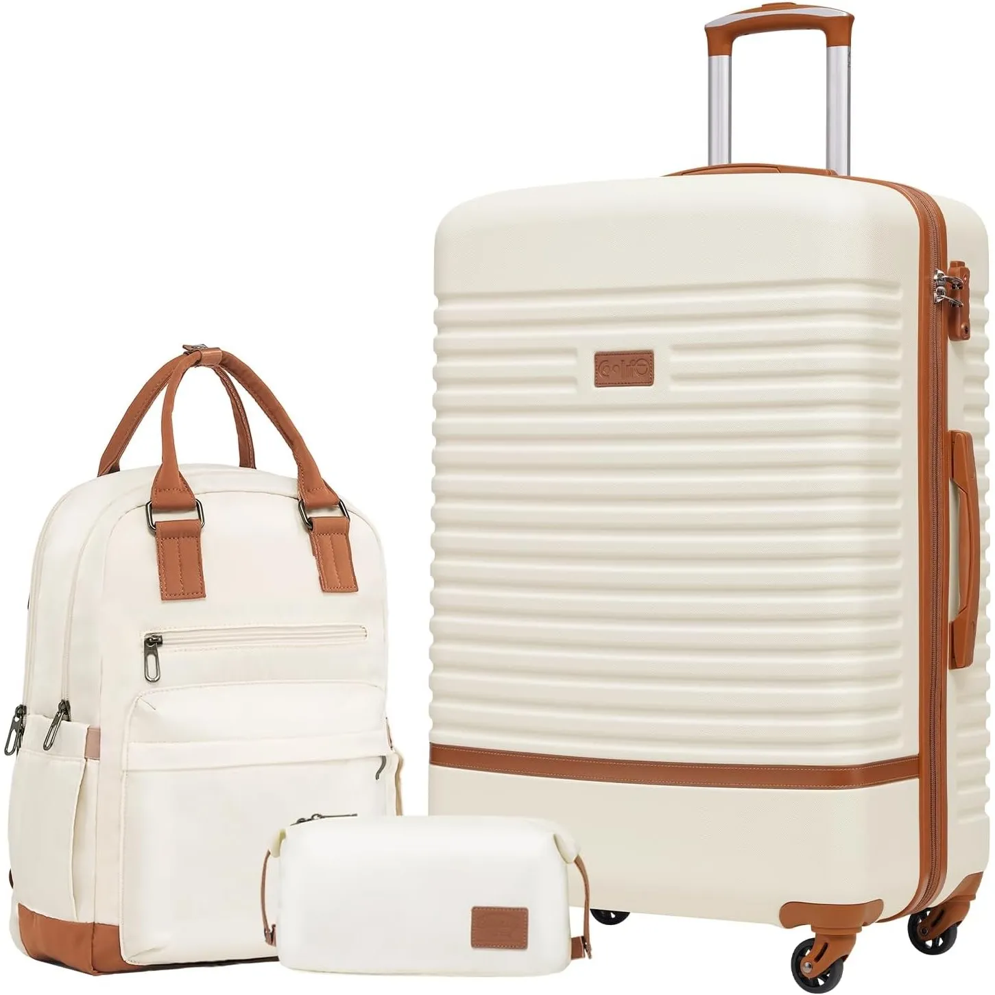 COOLIFE Koffer Set 3tlg, Reisekoffer Set mit Reiserucksack & Kulturbeutel
