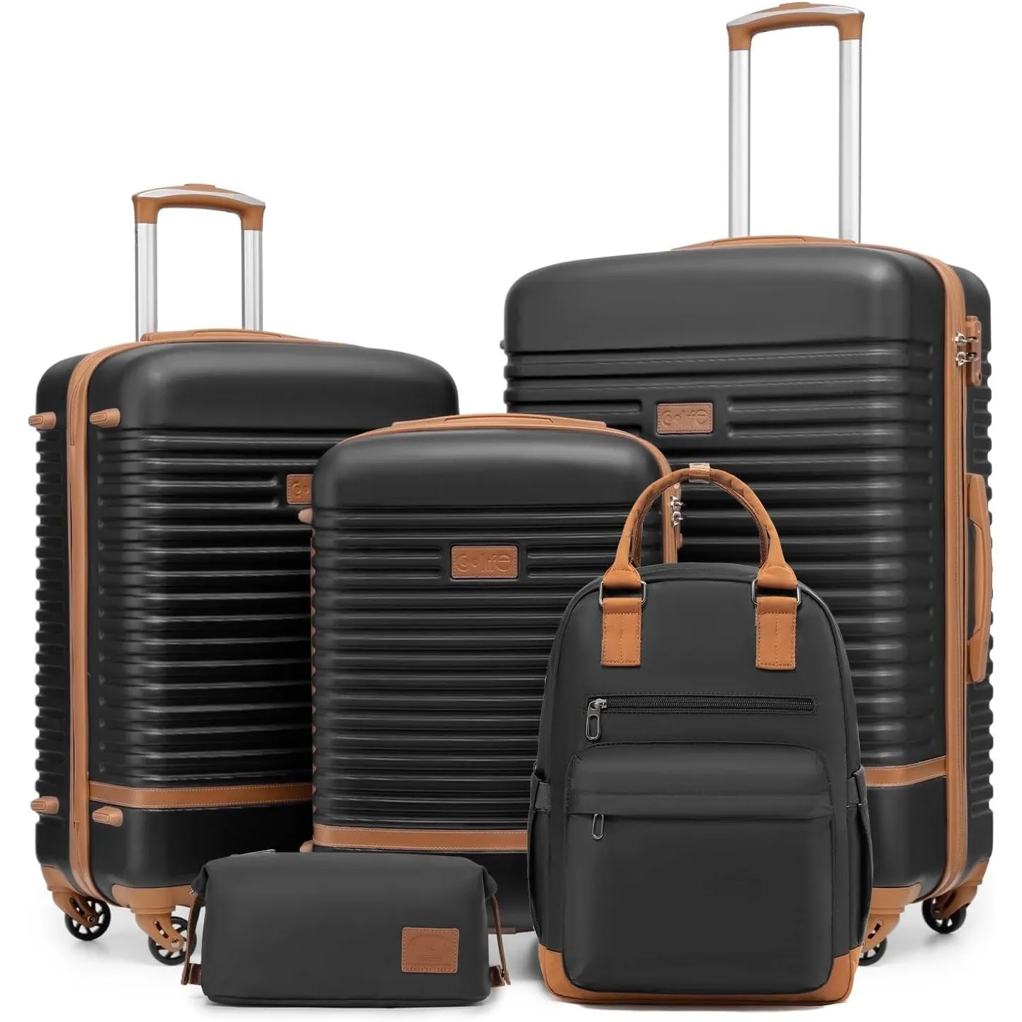 COOLIFE Koffer Set 5tlg, Reisekoffer Set mit Reiserucksack & Kulturbeutel