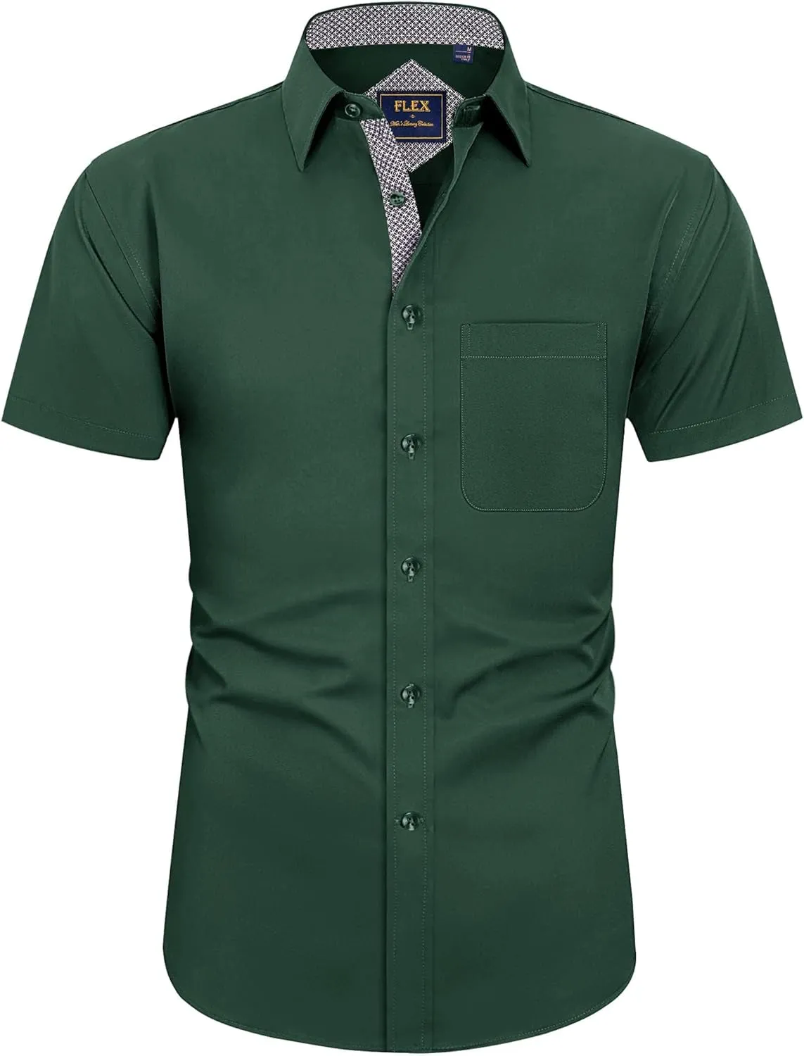 J.Ver Men's Short-Sleeved Casual Shirt with Pocket, Regular Fit Business Shirt, Easy to Iron, Modern Men’s Tops