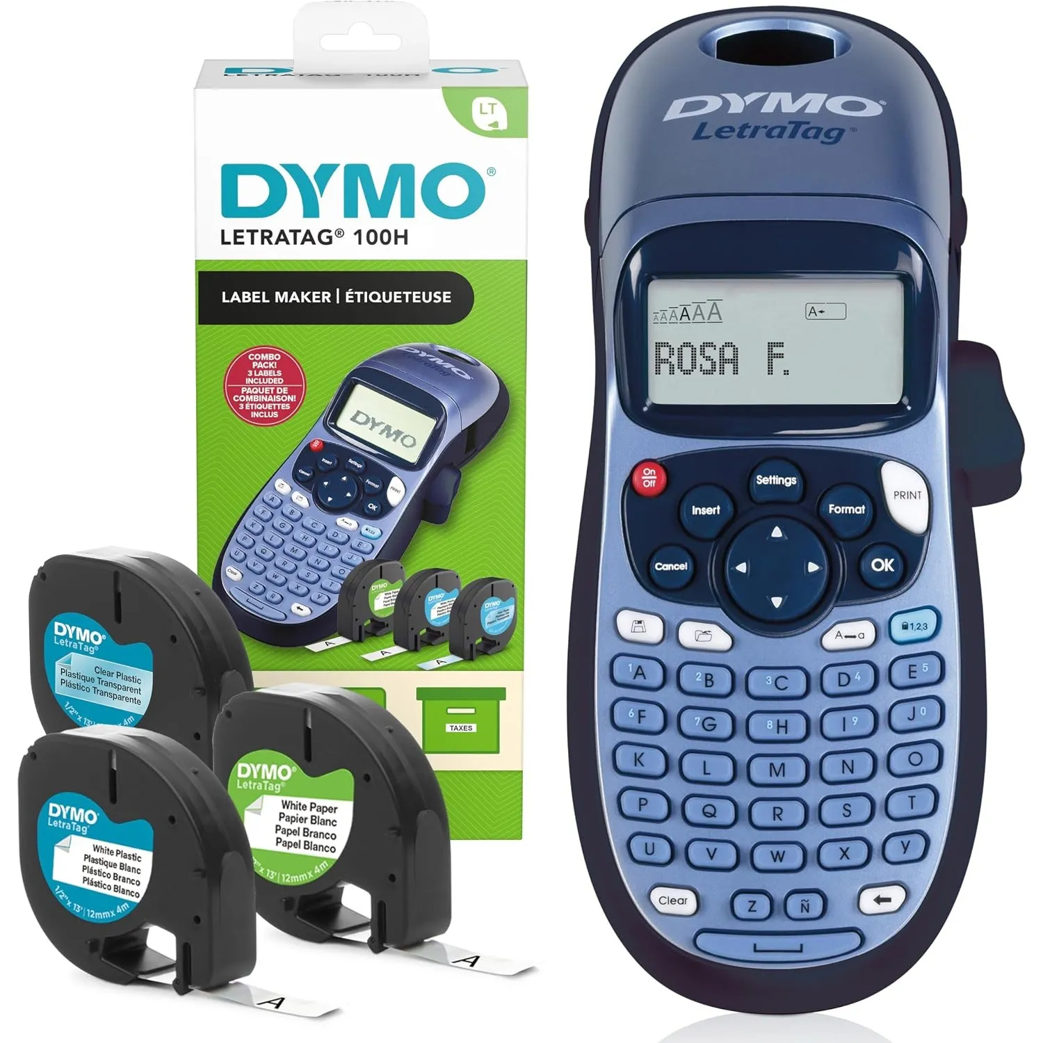 DYMO LetraTag LT-100H Beschriftungsgerät Handgerät | Tragbarer Etikettendrucker mit ABC Tastatur | mit Papieretikettenw…