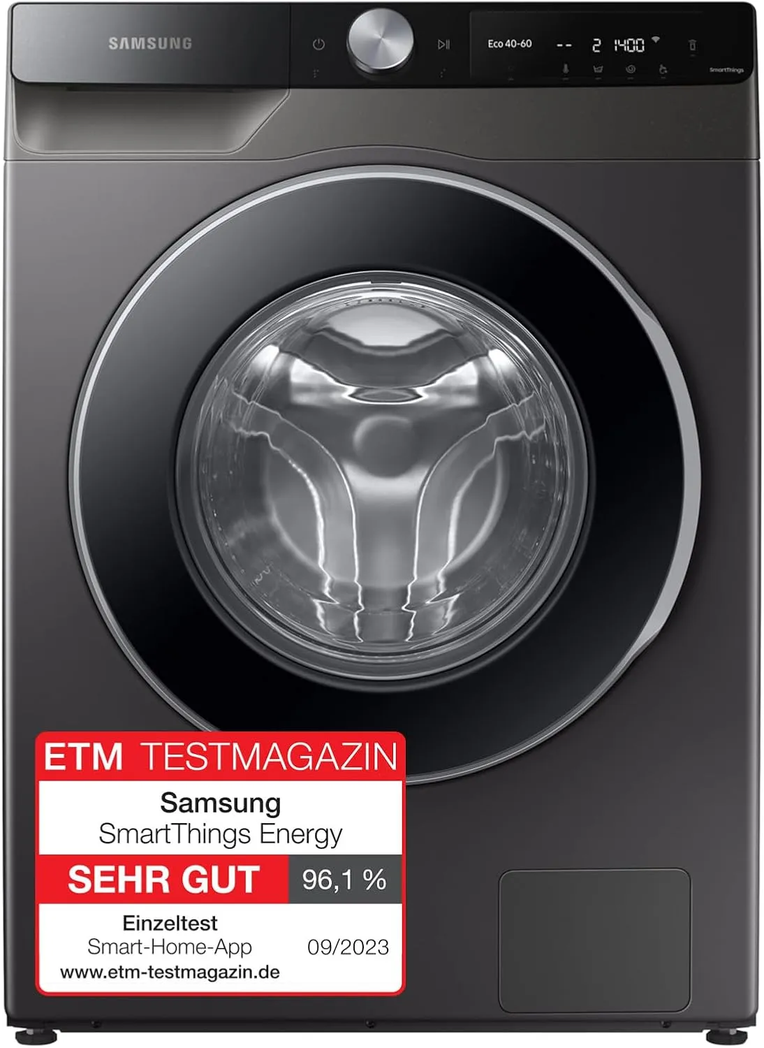 Samsung Waschmaschine, 8 kg, 1400 U/min, Ecobubble, Simple Control, WiFi SmartControl, SuperSpeed 59 Min, Inox/Schwarz,…