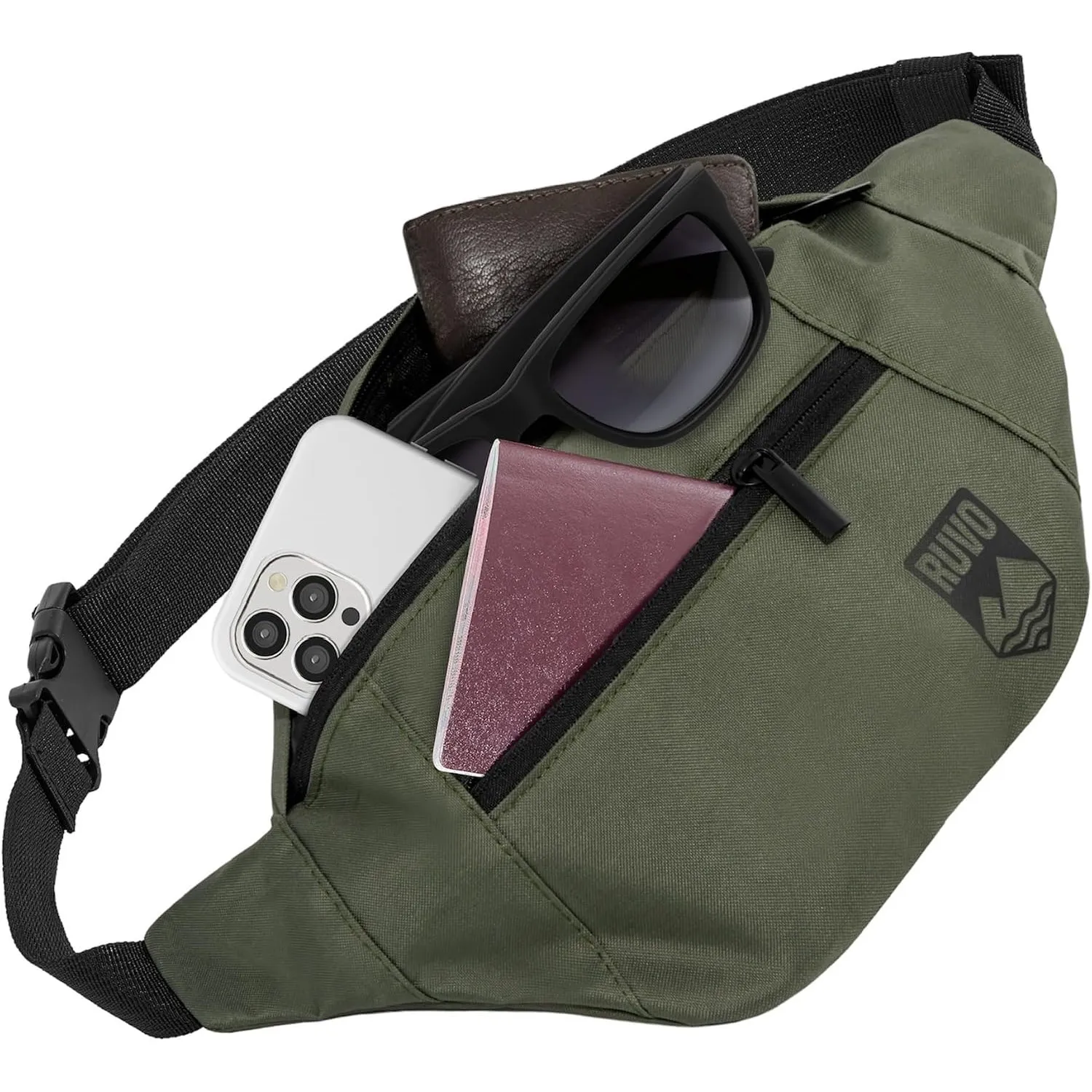 RUVO® Bauchtasche Herren und Damen | Diebstahlsichere Bauchtasche | Outdoor Gürteltasche Herren & Damen | für Reisen, S…