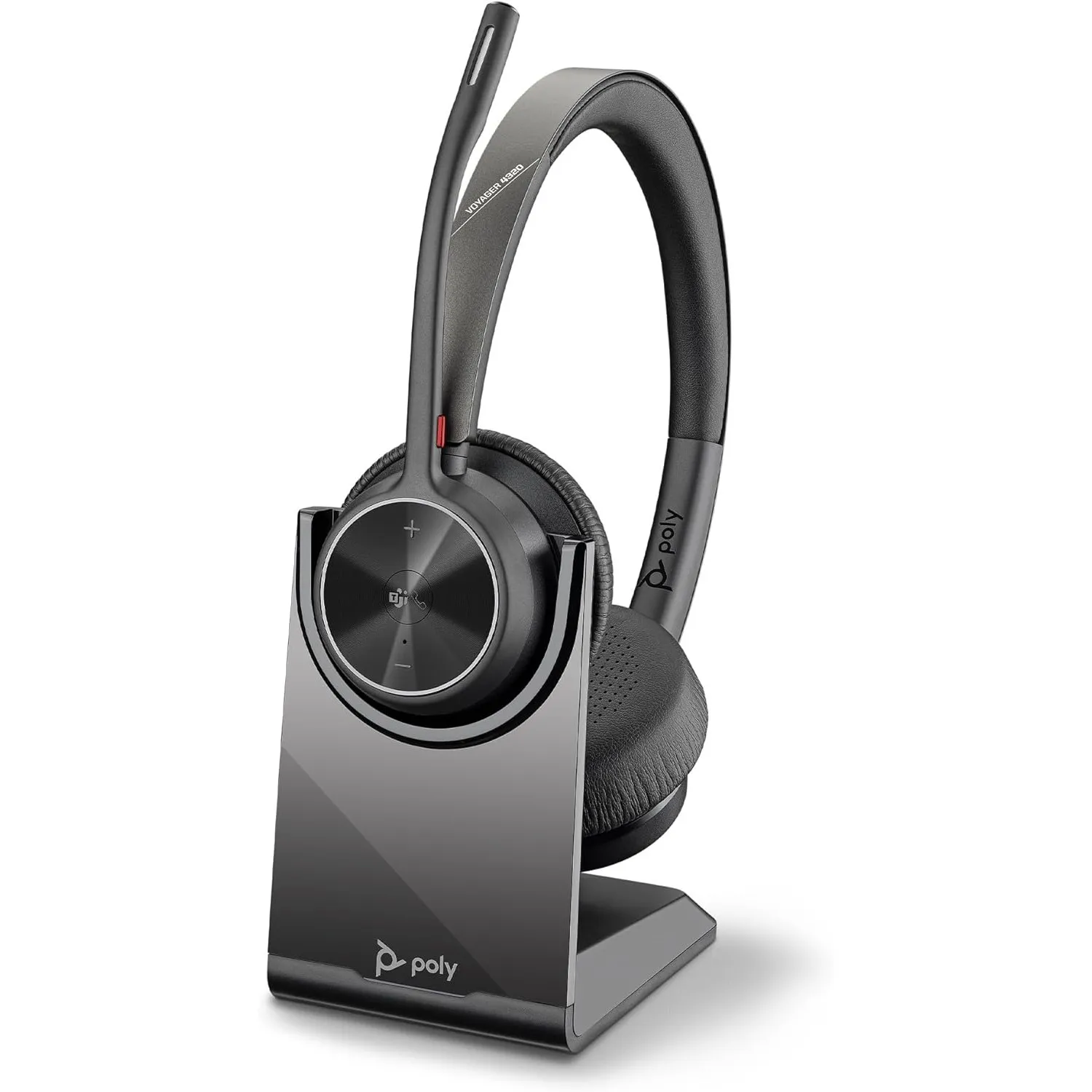 Schnurloses Poly Voyager 4320 UC-Headset und Ladestation – Stereo-Kopfhörer mit Noise Cancelling-Mikrofonarm, Verbindun…
