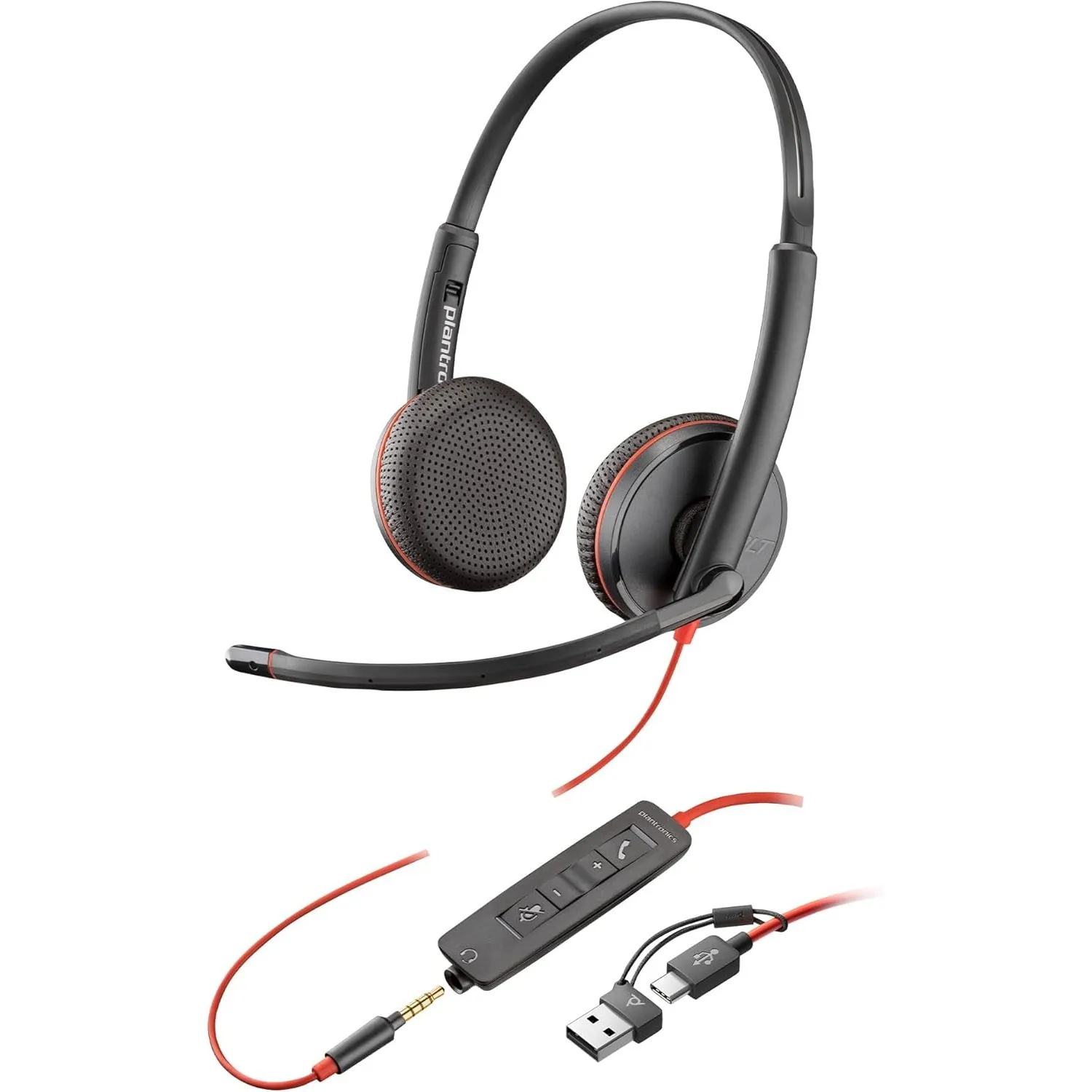 Poly Blackwire 3225 Schnurgebundenes Headset – Noise Cancelling-Mikrofon – Stereo-Design – Verbindung mit PC/Mac/Mobilg…