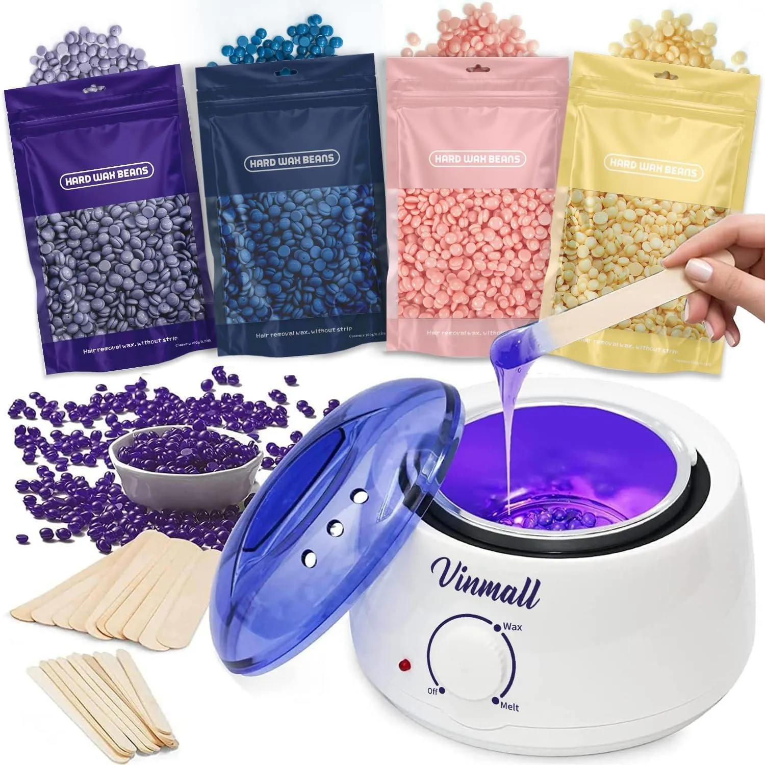 Waxing set Wachsmaschine Wachswärmer gerät, Wax Warmer mit Wachsperlen für Wachs Haarentfernung, Waxing Maschine Set, W…