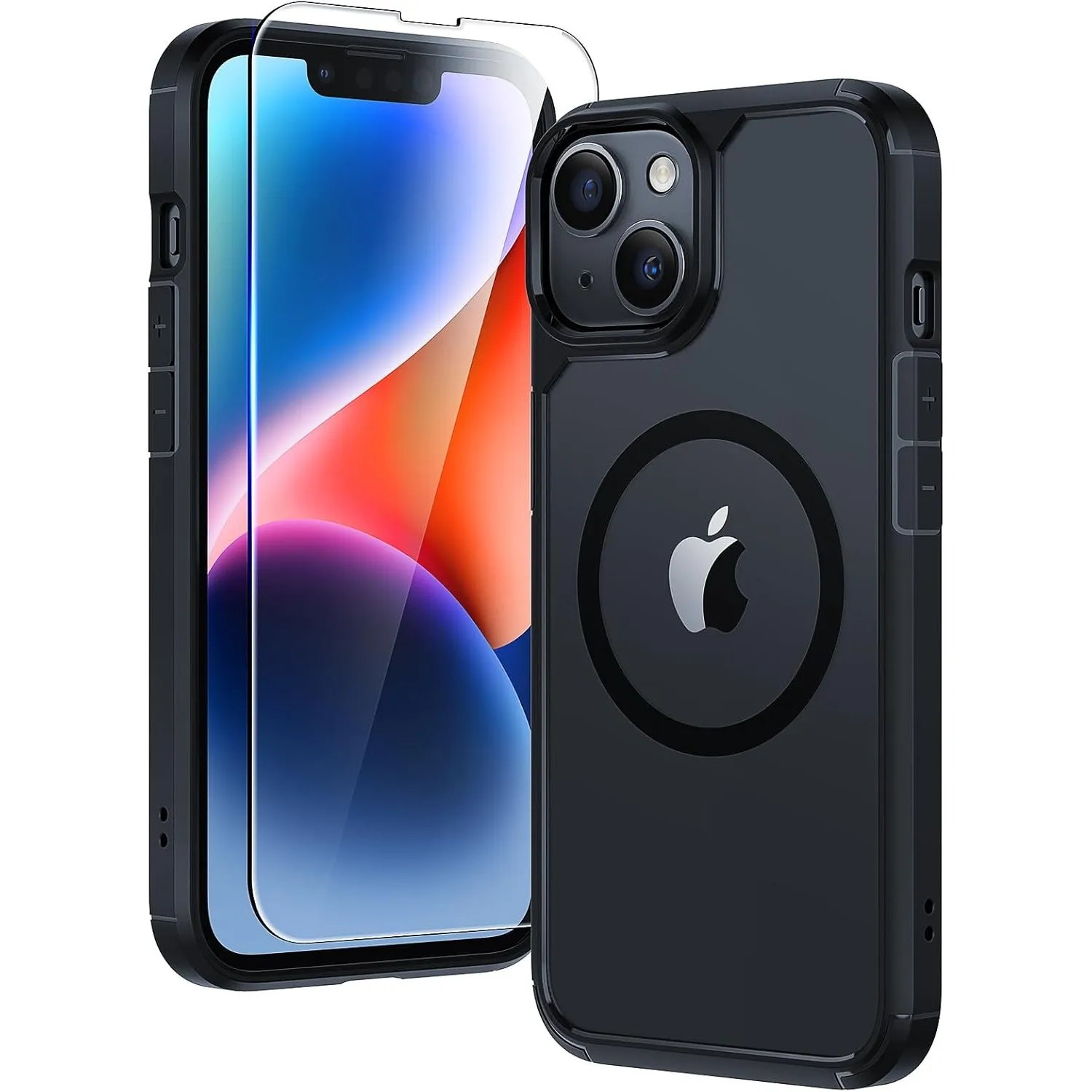 TAURI für iPhone 13/14 Hülle 6,1" mit Schutzfolie - Schwarz