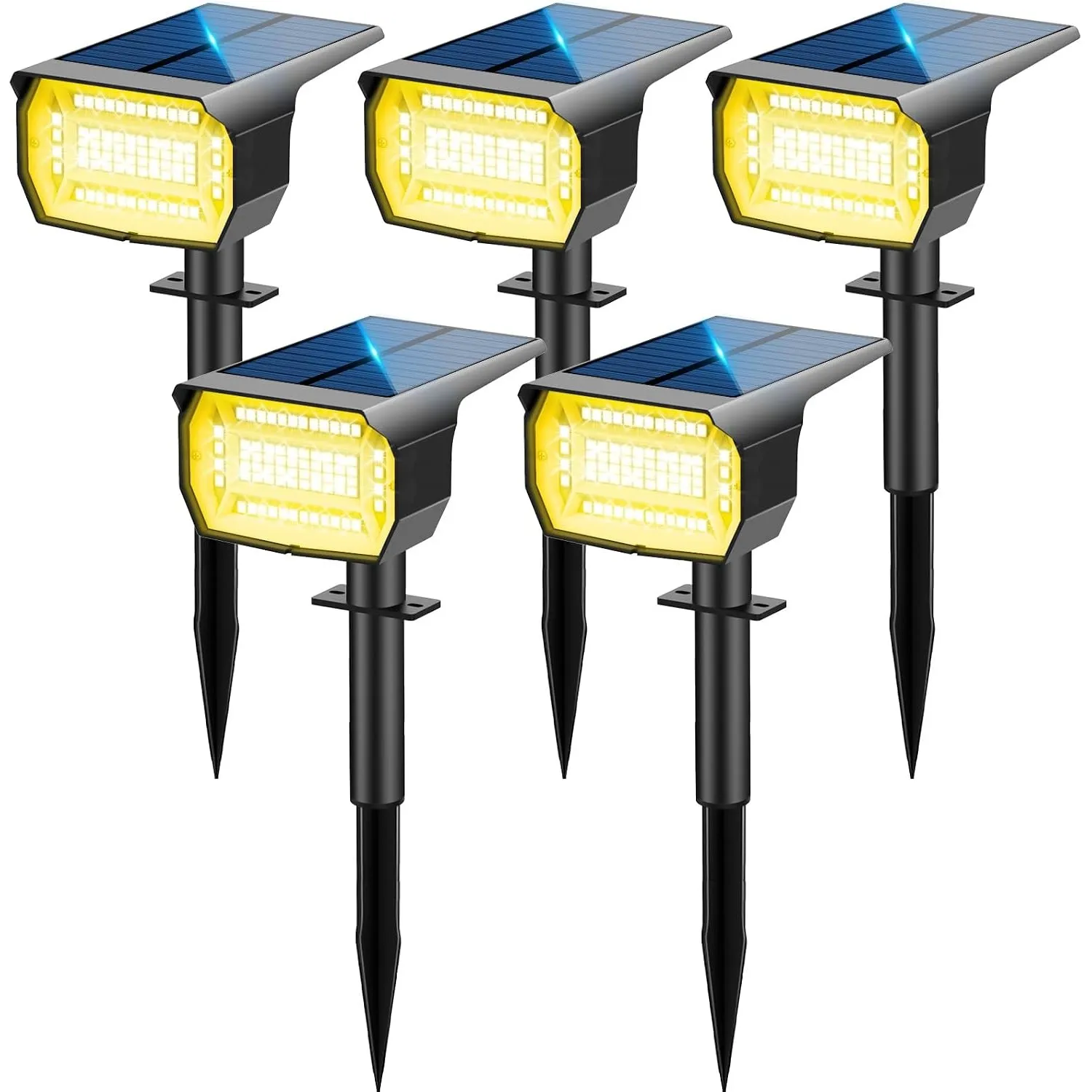 LOTMOS Solarstrahler für Außen [5 Stück/72LED], 3 Modi IP67 Wasserdicht Solar Gartenleuchten, 3000K Kann der Wand Monti…