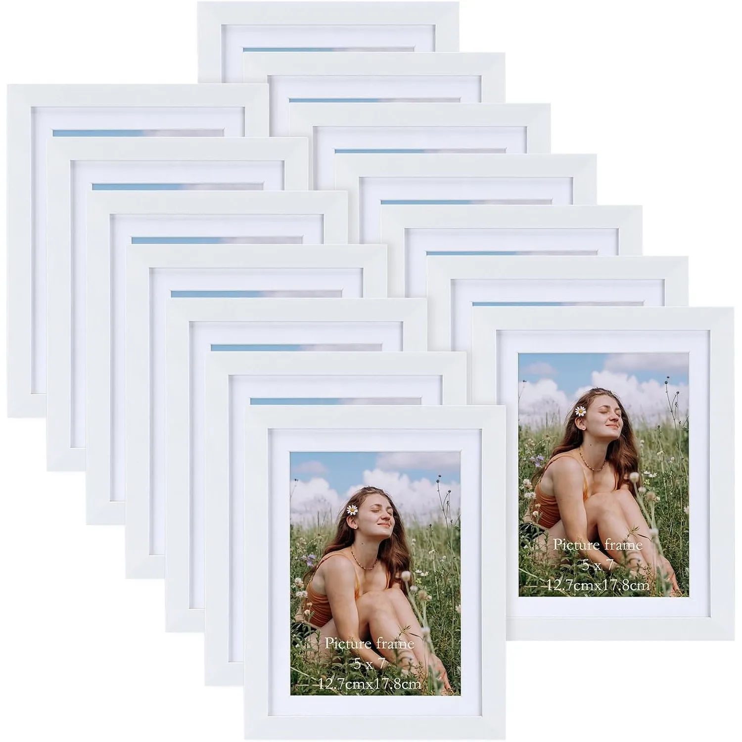 Weißer Bilderrahmen 15er-Set, für 13x18 Bilder mit Passepartout oder für Bilder 15x20 ohne Passepartout, Wand- und Tisc…