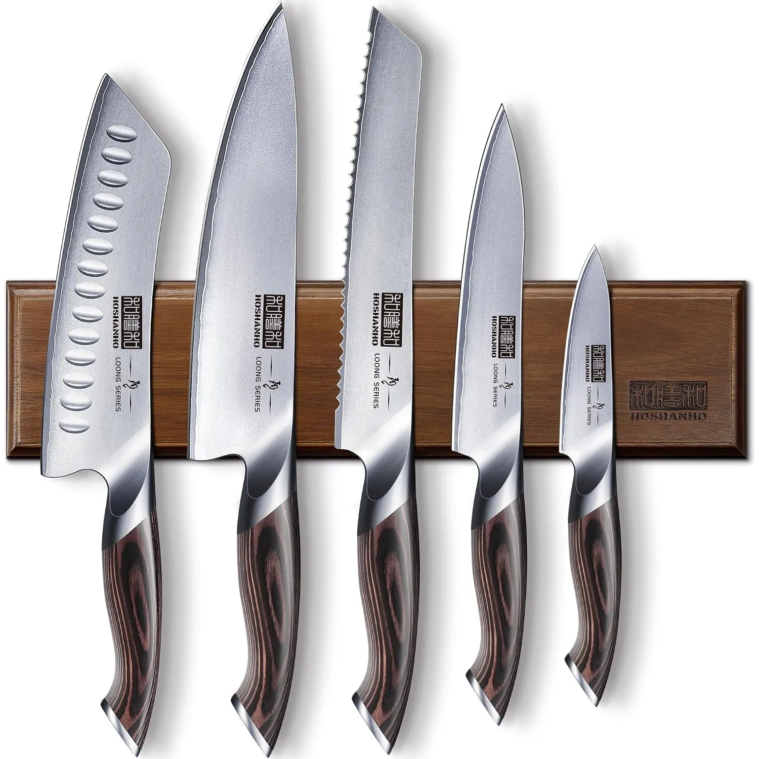 HOSHANHO Messerset 6 Teilig, Küchenmesserset mit Magnetischer Messerhalter
