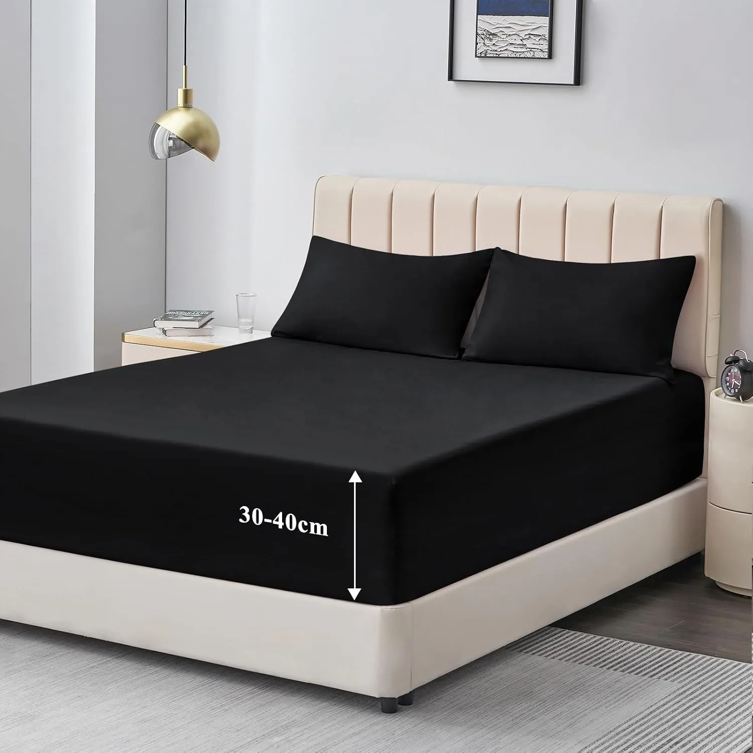 Aisbo Spannbettlaken 180x200cm Bettlaken Boxspringbett - Bett Laken Schwarz 180x200 aus Premium Mikrofaser, weiches Spa…