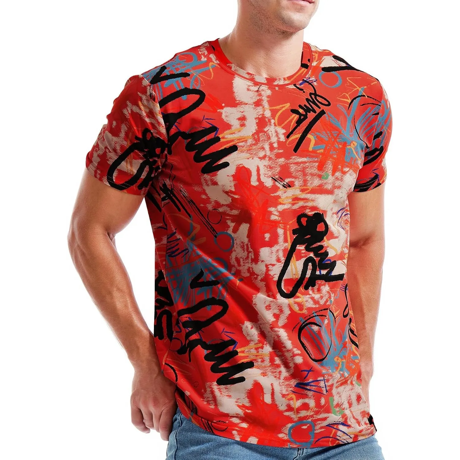 RONOMO Herren T-Shirt 95% Baumwolle 5% Spandex, Mikroelastik, Hautfreundlich