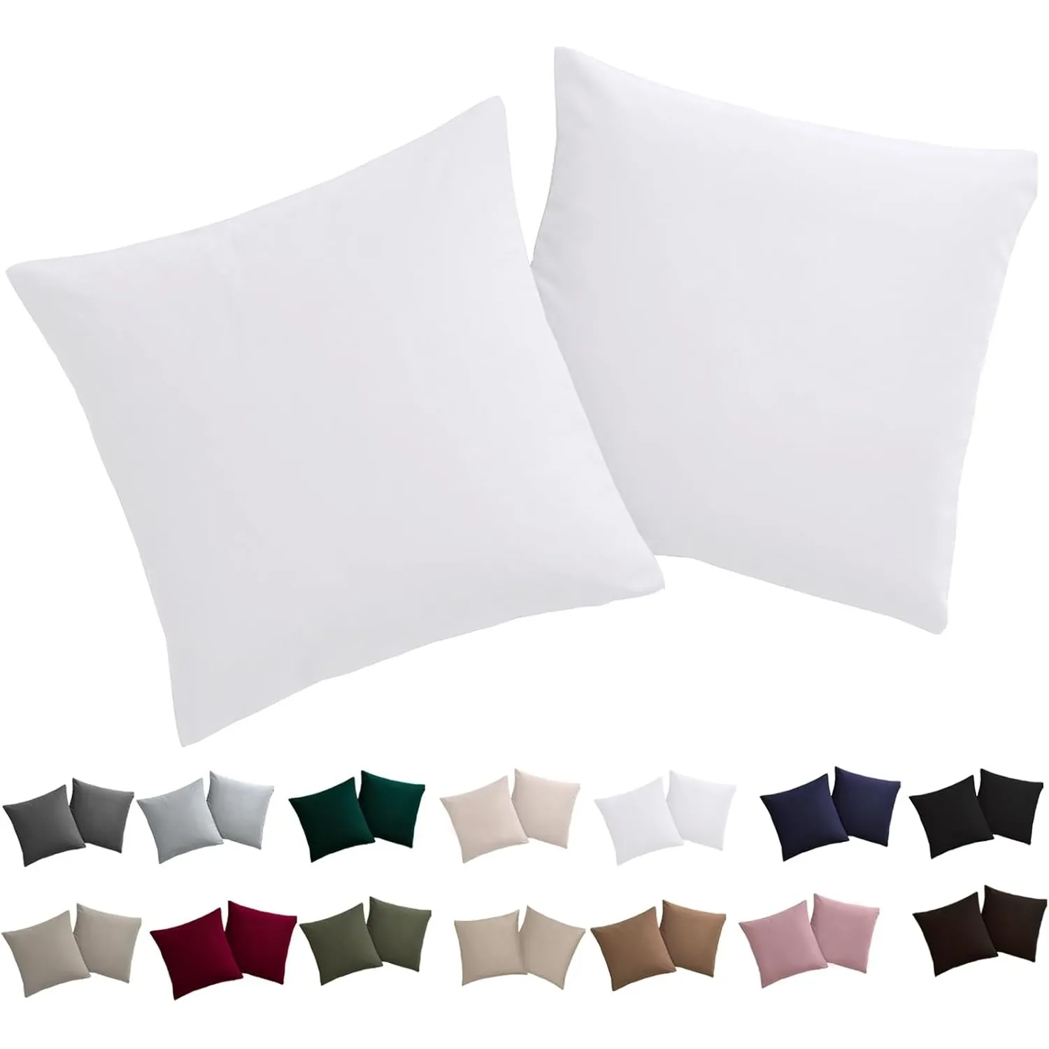 Soifox Kissenbezug 50x50 2er Set - Kopfkissenbezug 50 x 50 Weiß 100% Mikrofaser bügelfrei & knitterfrei mit Reißverschl…