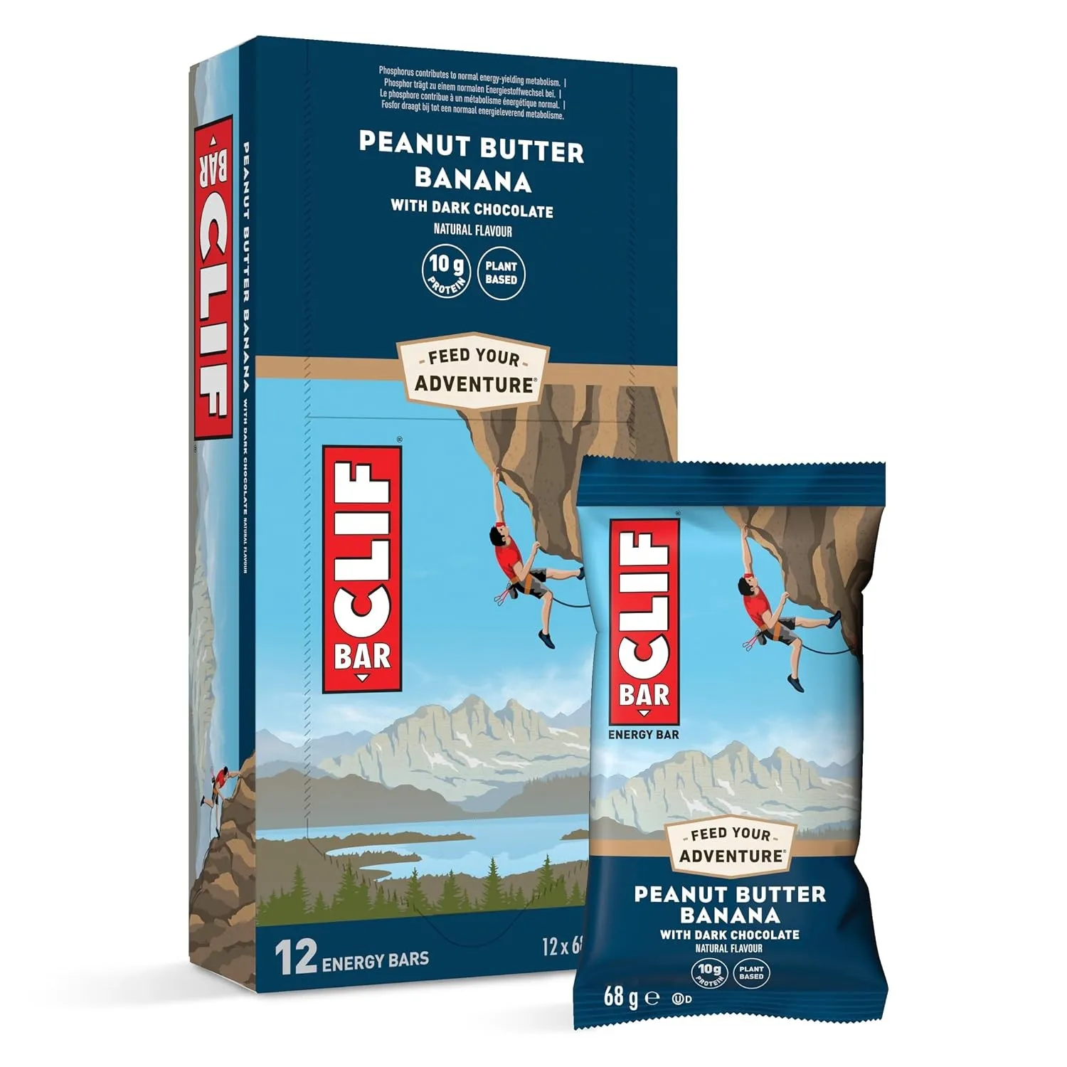 CLIF BAR | Energieriegel | mit 10g pflanzlichem Eiweiß | Peanut Butter Banana Dark Chocolate | Pflanzlicher Proteinrieg…