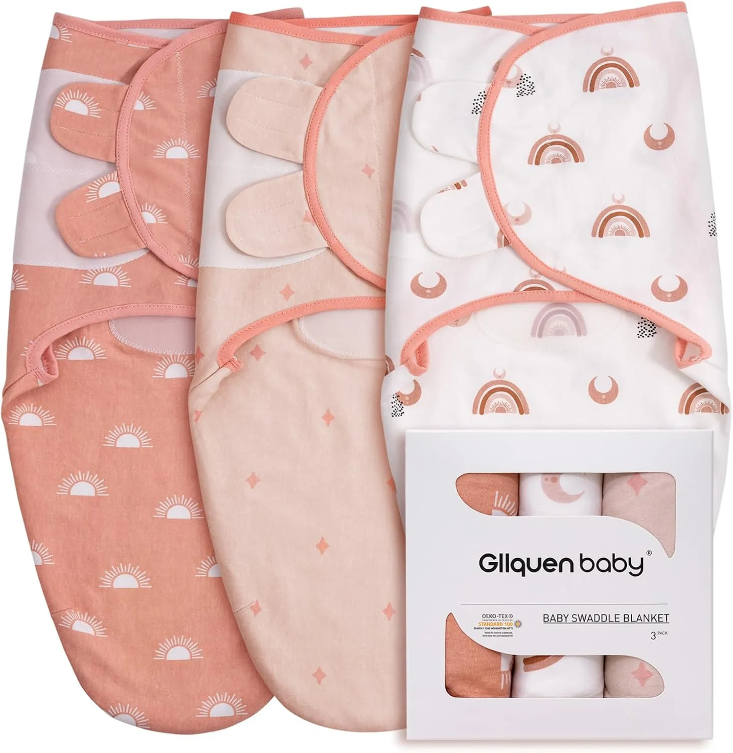 GLLQUEN BABY Swaddles Pucksack Baby 0-3 Monate,100% Bio-Baumwolle Baby Schlafsäcke für Neugeborene,Oeko-tex100 Schlafsa…