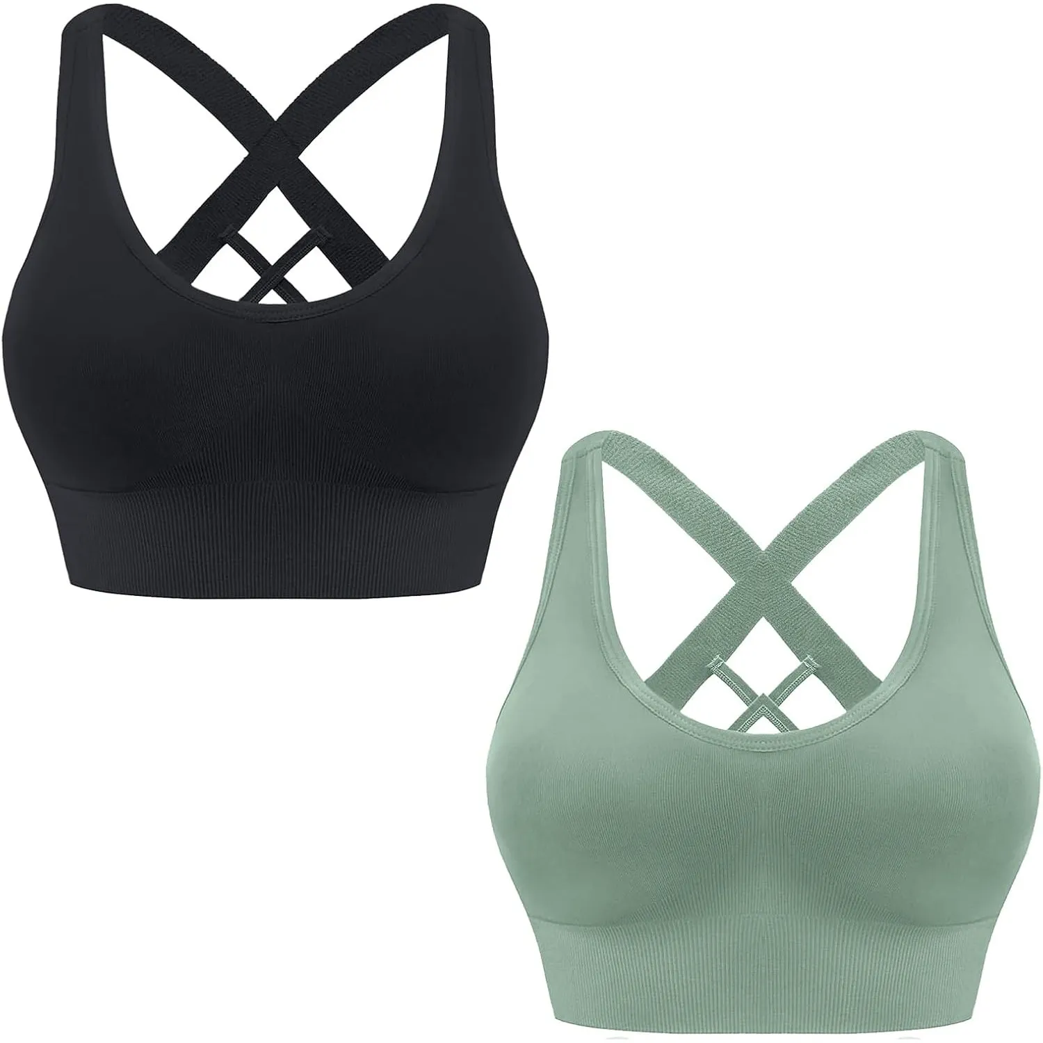 HANERDUN Damen Sport BH Starker Halt Sport-BH Crossback Push up Sports Bra Nahtlose Ohne Buegel mit Abnehmbaren Gepolst…