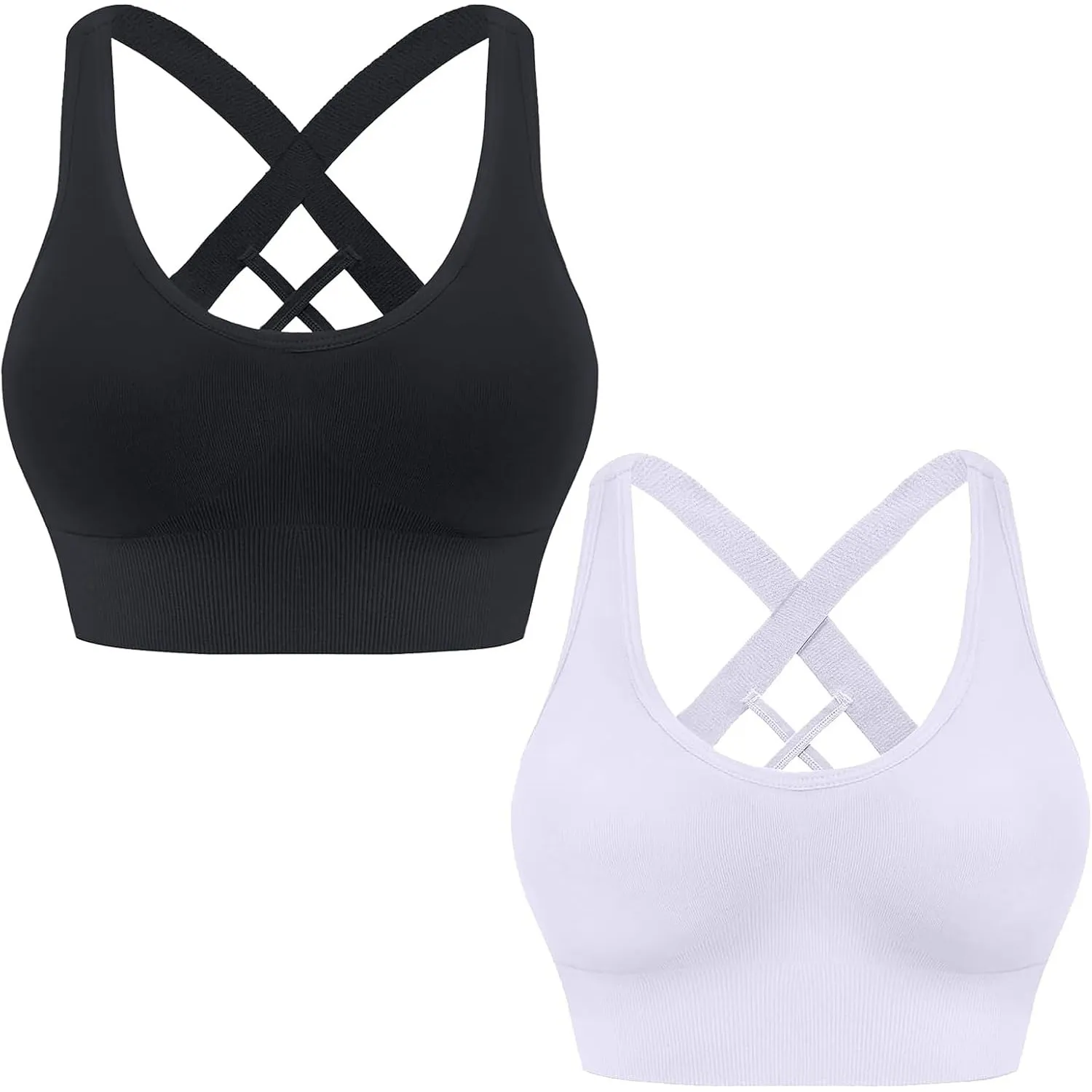 HANERDUN Damen Sport BH Starker Halt Sport-BH Crossback Push up Sports Bra Nahtlose Ohne Buegel mit Abnehmbaren Gepolst…