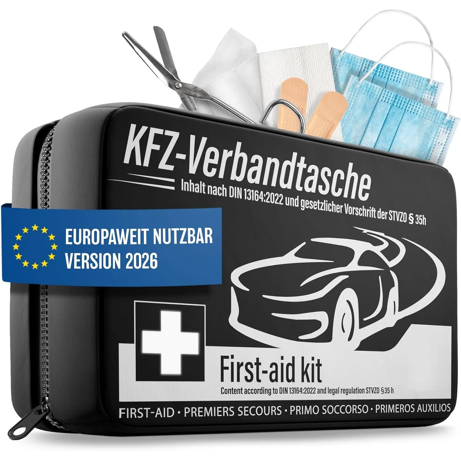 HELDENWERK® Erste Hilfe Set Auto Norm 2026 DIN 13164:2022 StVZO konform | Verbandskasten Auto europaweit nutzbar, Nach …