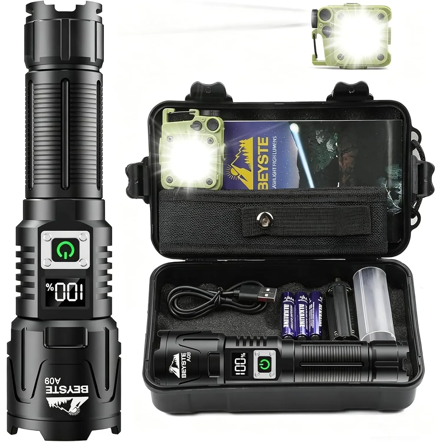 LED Taschenlampe Extrem Hell 1,000,000 Lumen, 50W 1520m Weitschuss