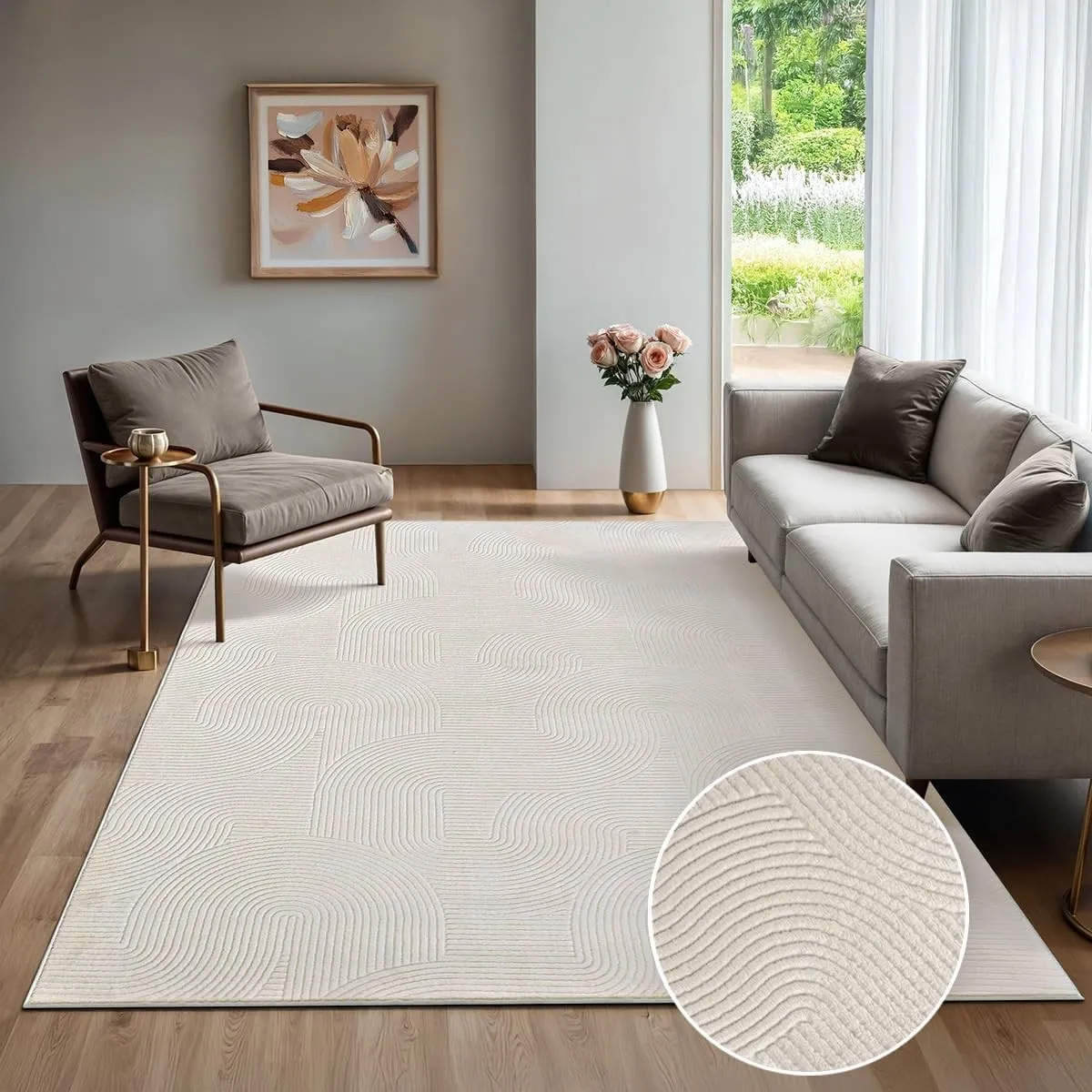 the carpet Rio - Moderner Kurzflor Teppich, weicher und pflegeleichter Anti-Rutsch-Teppich mit 3D-Optik, robust, für Wo…