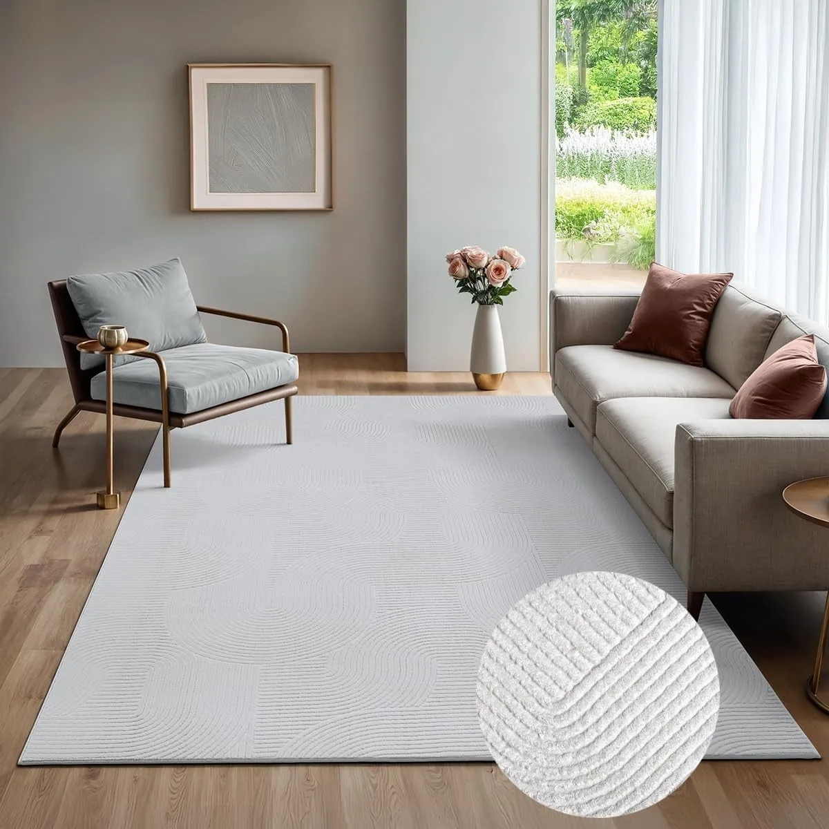 the carpet Rio - Moderner Kurzflor Teppich, weicher und pflegeleichter Anti-Rutsch-Teppich mit 3D-Optik, robust, für Wo…