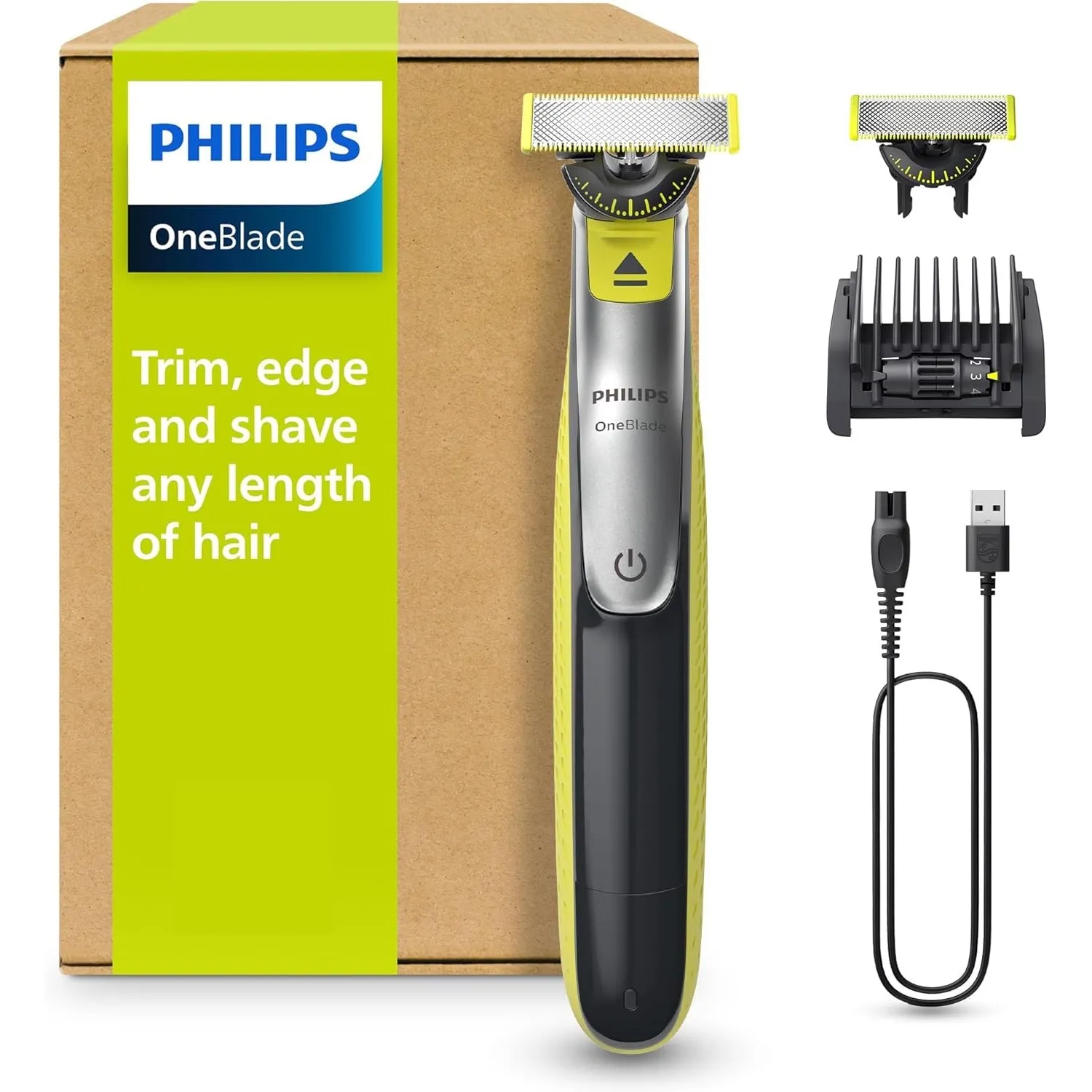 PHILIPS OneBlade 360 Face - elektrischer Rasierer & Trimmer, 2x 360 Klingen, verstellbarer 5-in-1-Trimmaufsatz, Nass- &…