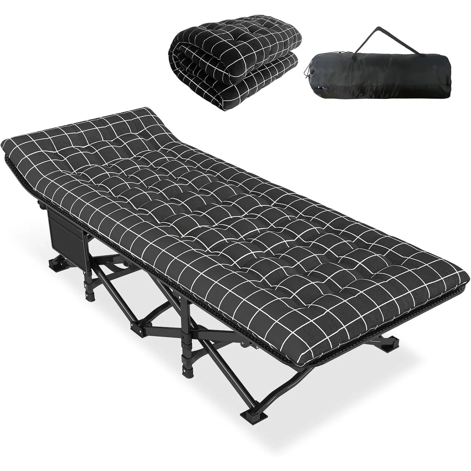 ATORPOK SHOP Campingbett feldbett klappbar, Faltbar Gästebett bis 200 kg für,Klappbett mit Seitentasche, tragbares Camp…