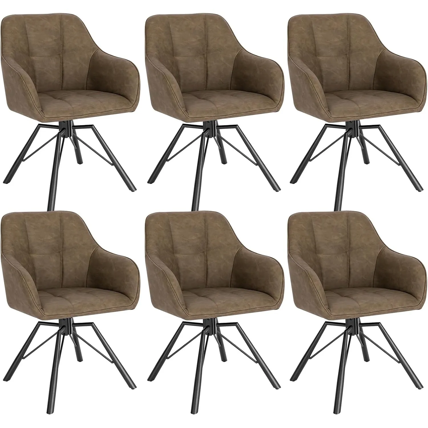 WOLTU Esszimmerstühle 6er Set drehbar, 360° Drehstuhl Armlehne Küche