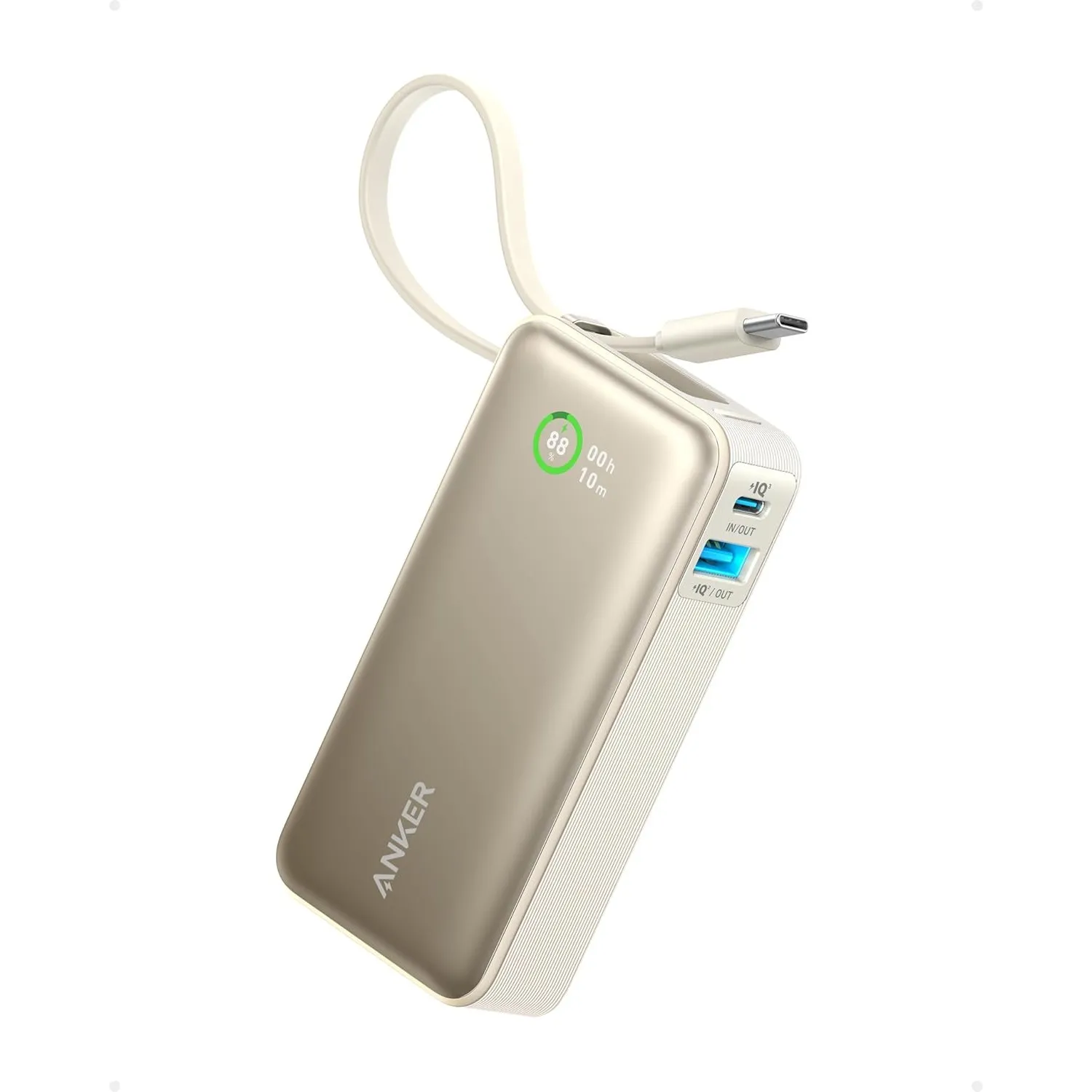 Anker Nano 10000mAh Powerbank, 30W Max, integriertes USB-C Kabel | 1× USB-C und 1× USB-A, für iPhone 17 / 16 / 15 / 14,…