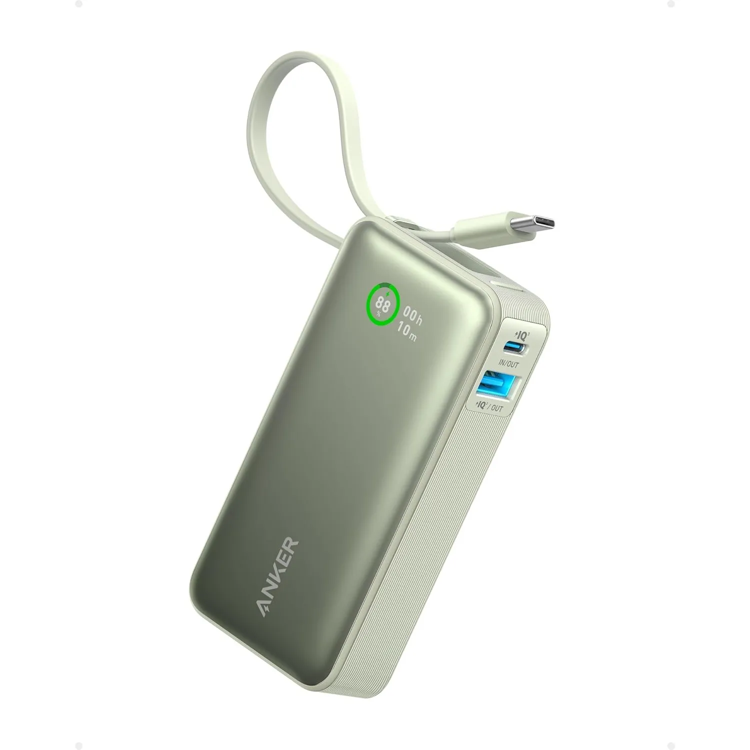 Anker Nano 10000mAh Powerbank, 30W Max, integriertes USB-C Kabel | 1× USB-C und 1× USB-A, für iPhone 17 / 16 / 15 / 14,…