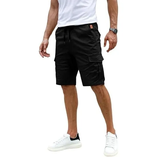 Elegancity Kurze Hosen Herren Cargo Shorts Sommer Freizeithose Kurze Elastische Taille Chino Shorts Mit 6 Taschen S-XXL