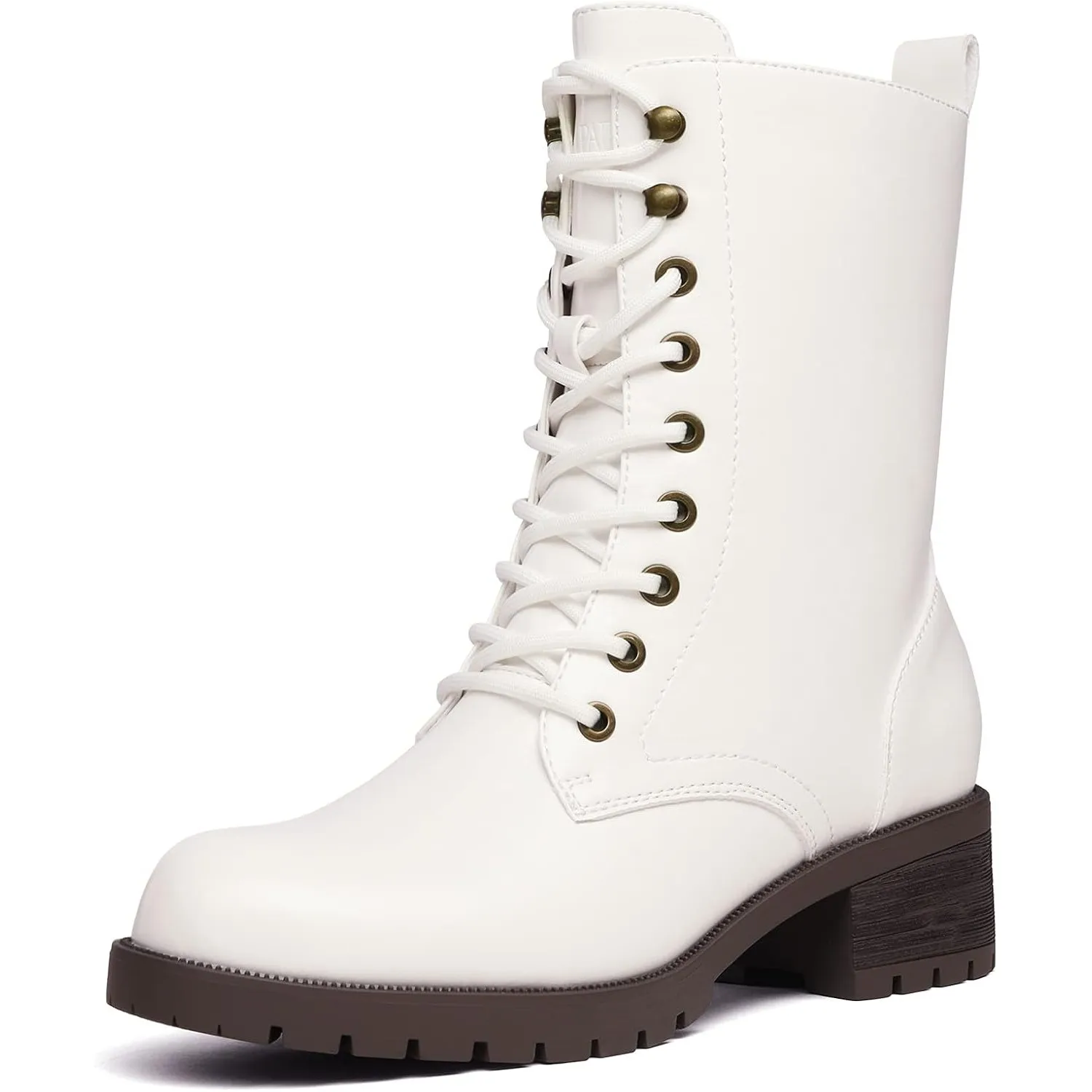 DREAM PAIRS Mid-Calf-Damenstiefel Schnürstiefel Silhouette Bequemer Reißverschluss Warmes