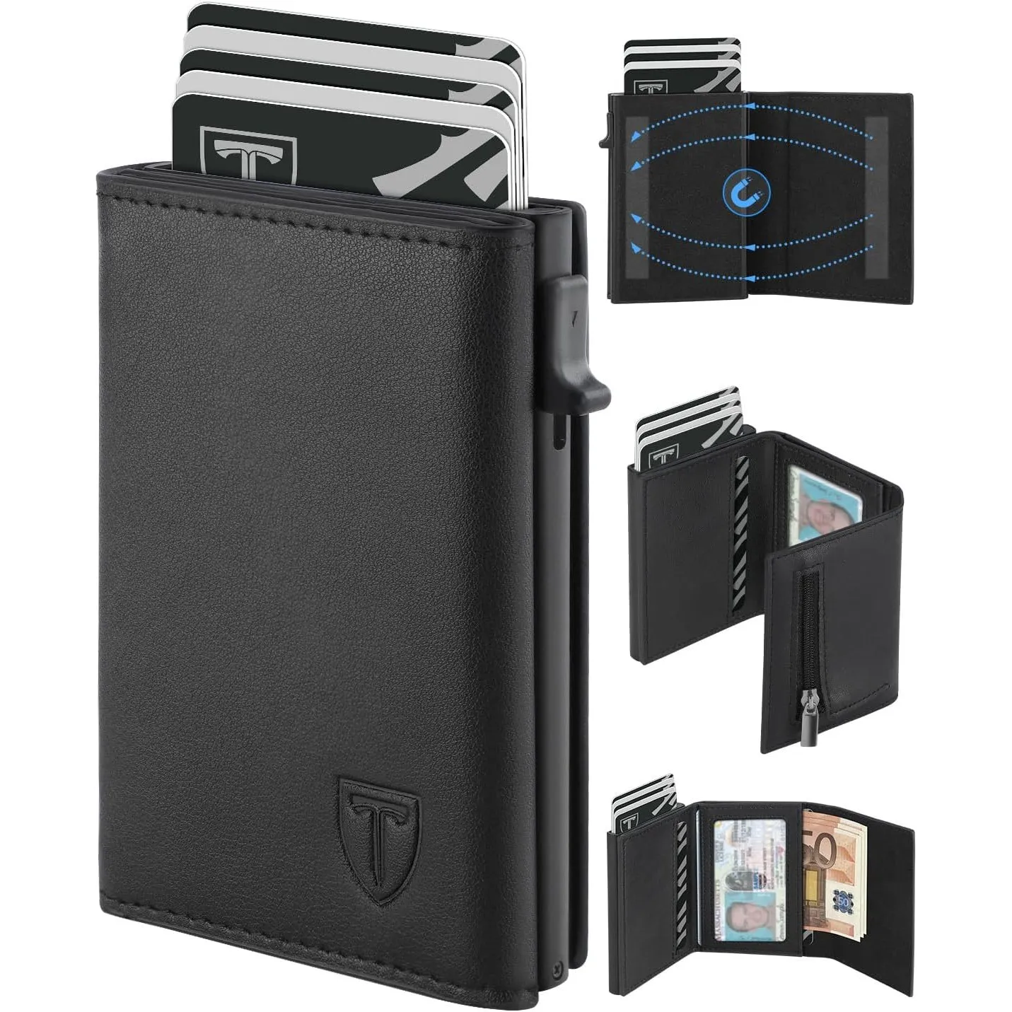 TEEHON Geldbörse Herren - Premium Portmonee kartenetui mit RFID & Münzfach
