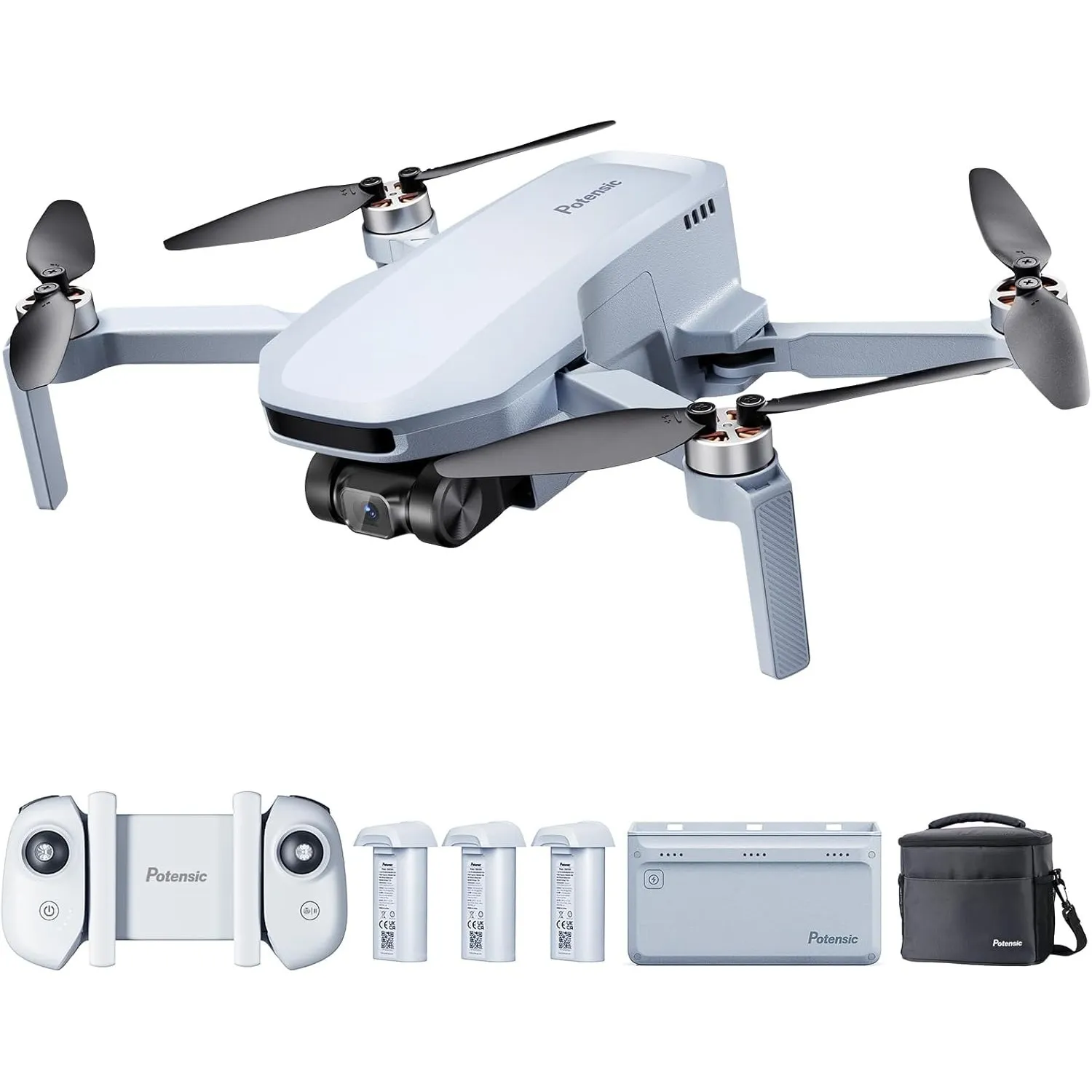 Potensic ATOM SE GPS Drohne mit 4K EIS Kamera, 3 Akkus 93 Min. Flugzeit, unter 249g, 4km FPV Übertragung, mit Schnellla…