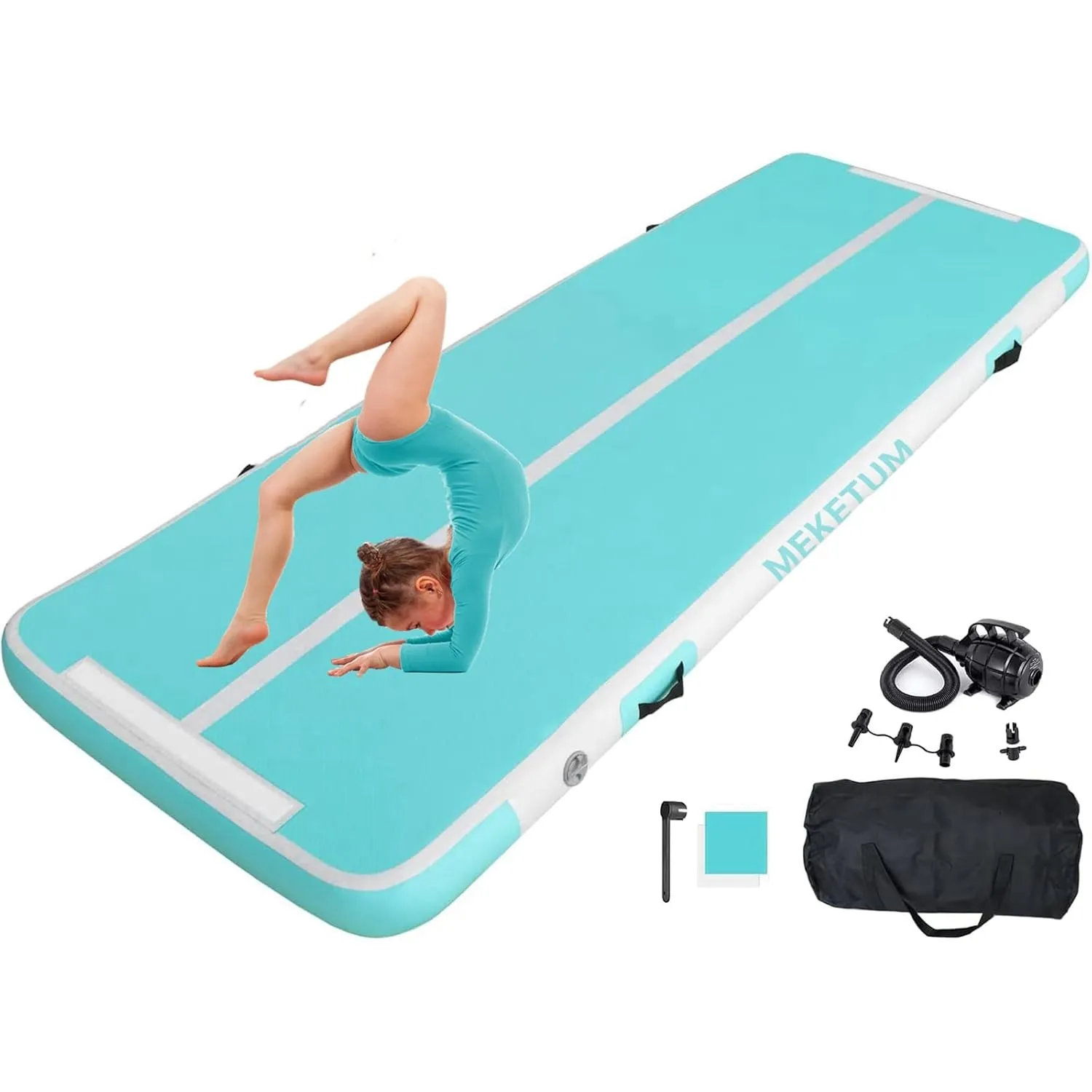 Air Turn Track Matte 2m 3m 4m 5m 10/20cm Dicke Turnen Matten Aufblasbar Gymnastikmatte Rutschfest Sportmatte für Zuhaus…