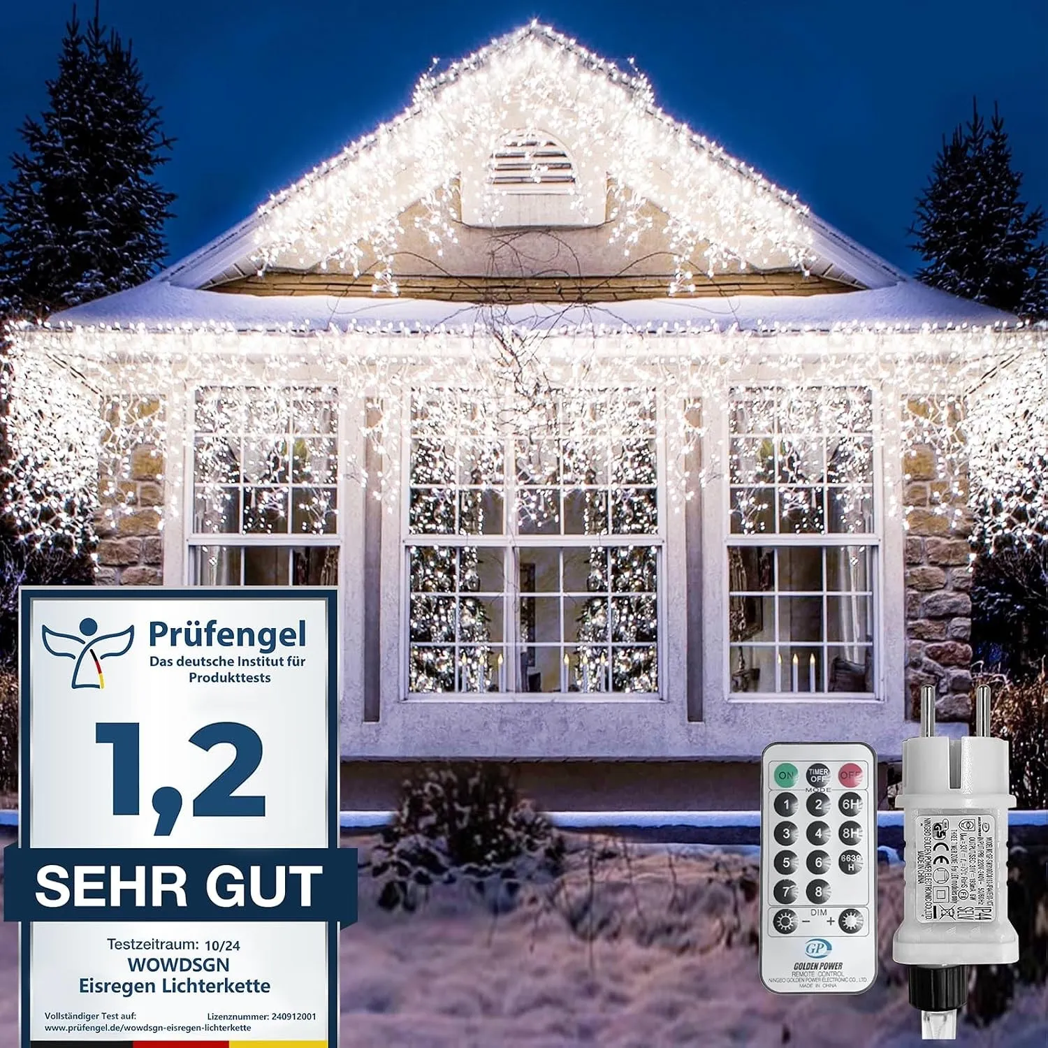 LED Eisregen Lichterkette Außen, WOWDSGN 20M 880LED Eiszapfen Lichterkette mit Timer 8 Modi IP44 wasserdicht Strombetri…