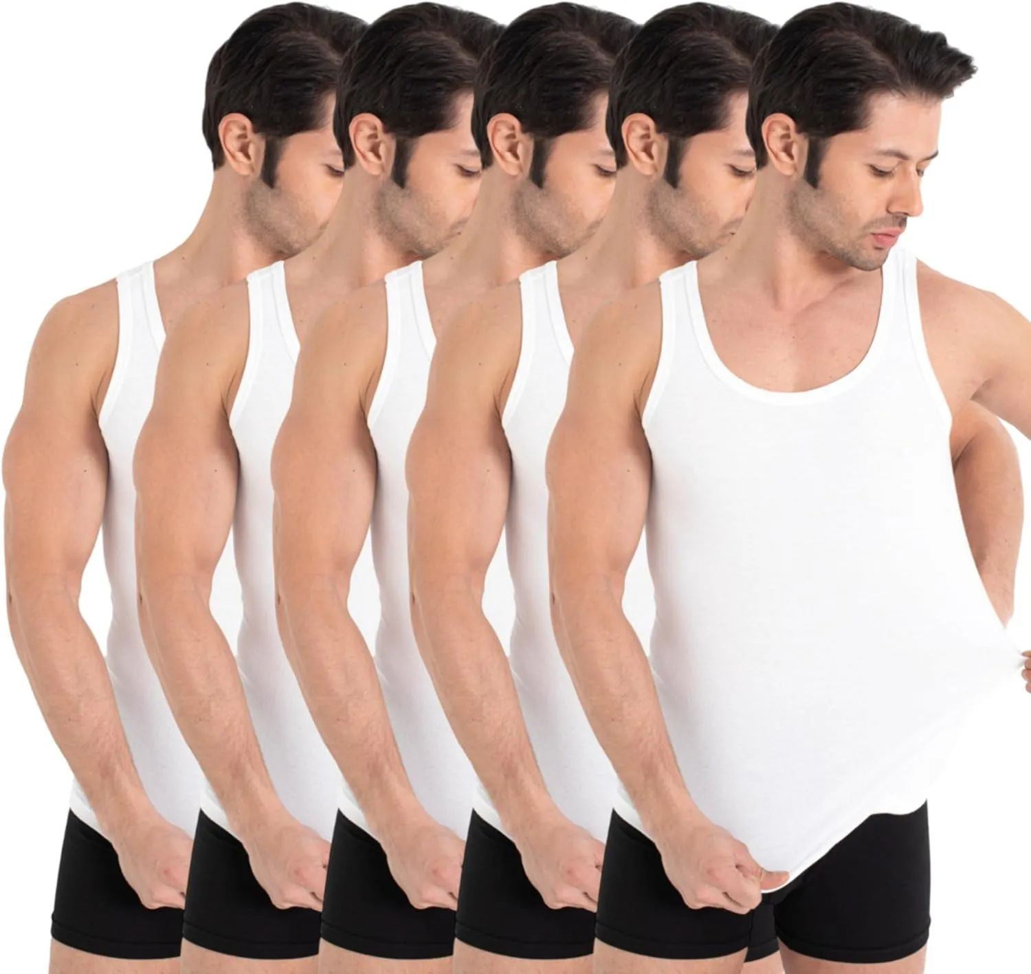 Men's Vest - 100% Cotton Fine Rib, Breathable & Soft | Men's Tank Top | Pack of 3/5