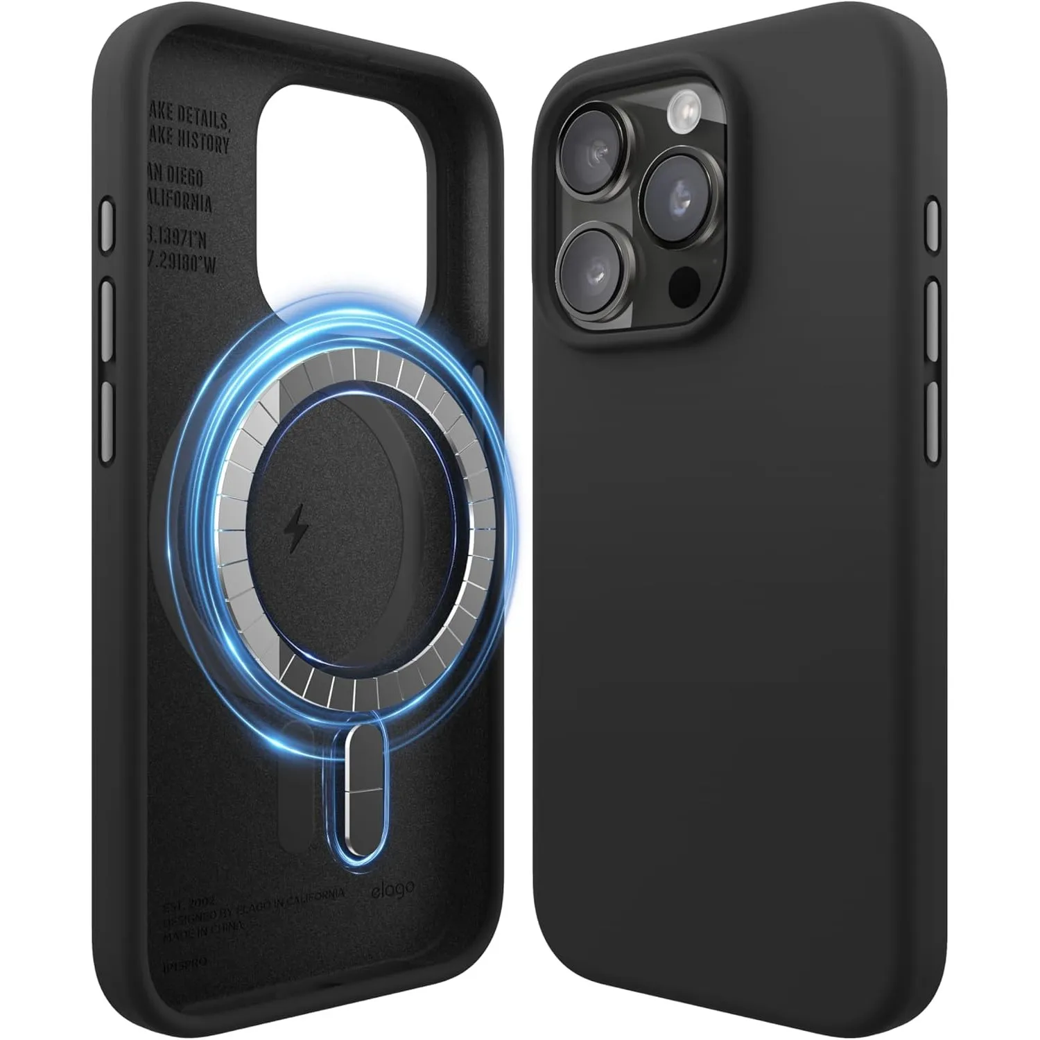 elago Magnetische Silikon Hülle für iPhone 15 Pro | Kompatibel mit MagSafe, integrierte Magnete, Premium-Silikon, Rundu…