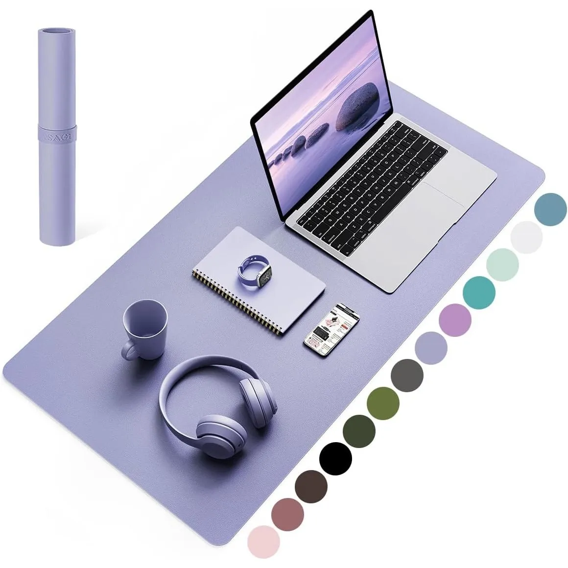 YSAGi Schreibtischunterlage, Premium Leder Mauspad, Lavendel, 80x40cm | Rutschfeste Schreibtisch Unterlage, Tischunterl…