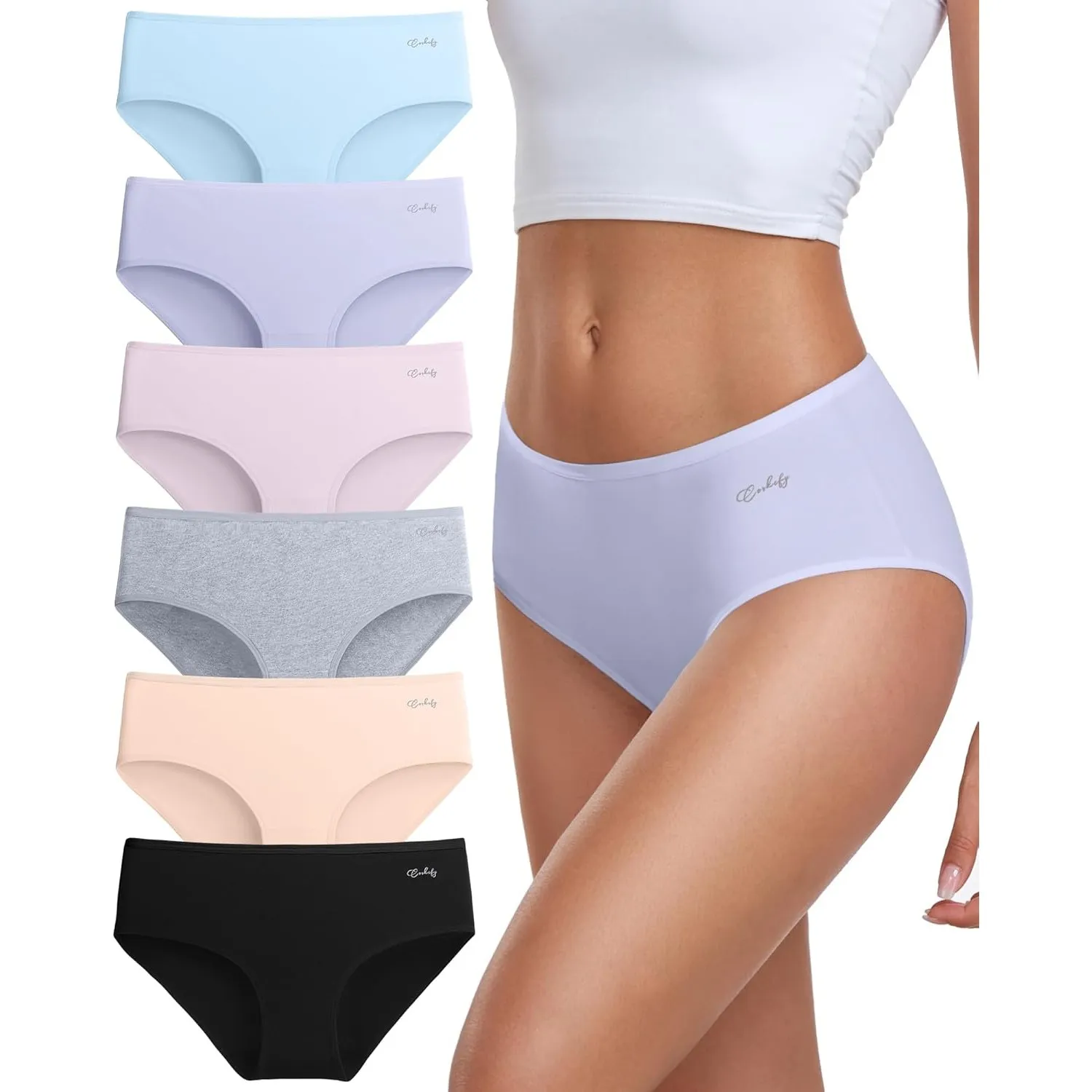 coskefy Unterhosen Damen, 6er Pack Slips Damen Baumwolle, Bequeme Frauen Unterwäsche, Atmungsaktiv Panties Weich