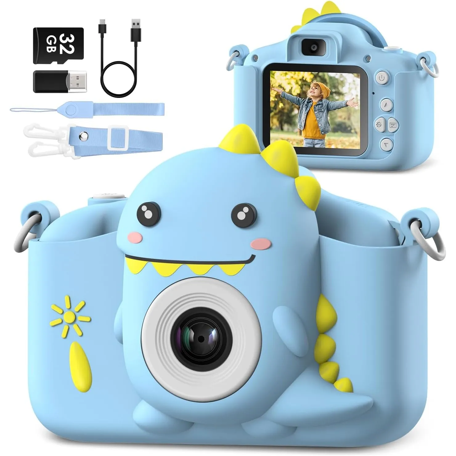 Gofunly Kinderkamera Digitalkamera mit 32G Karte & 2,0-Zoll-Bildschirm