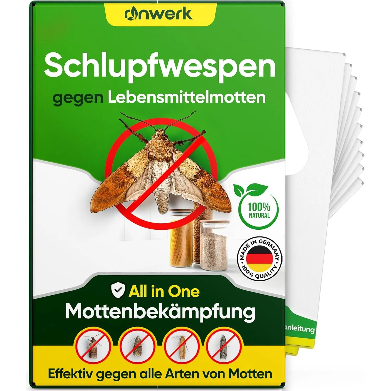 anwerk® Schlupfwespen gegen Lebensmittelmotten - 4 Karten (1 Karte à 4 Lieferungen) - Effektiv Lebensmittel Motten bekä…