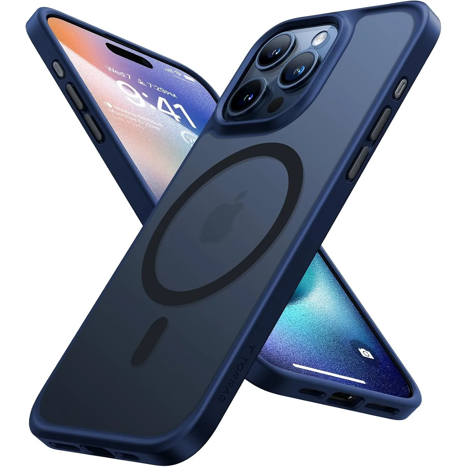TORRAS Guardian-Mag für iPhone 15 Pro Hülle für MagSafe Case, Matt Blau