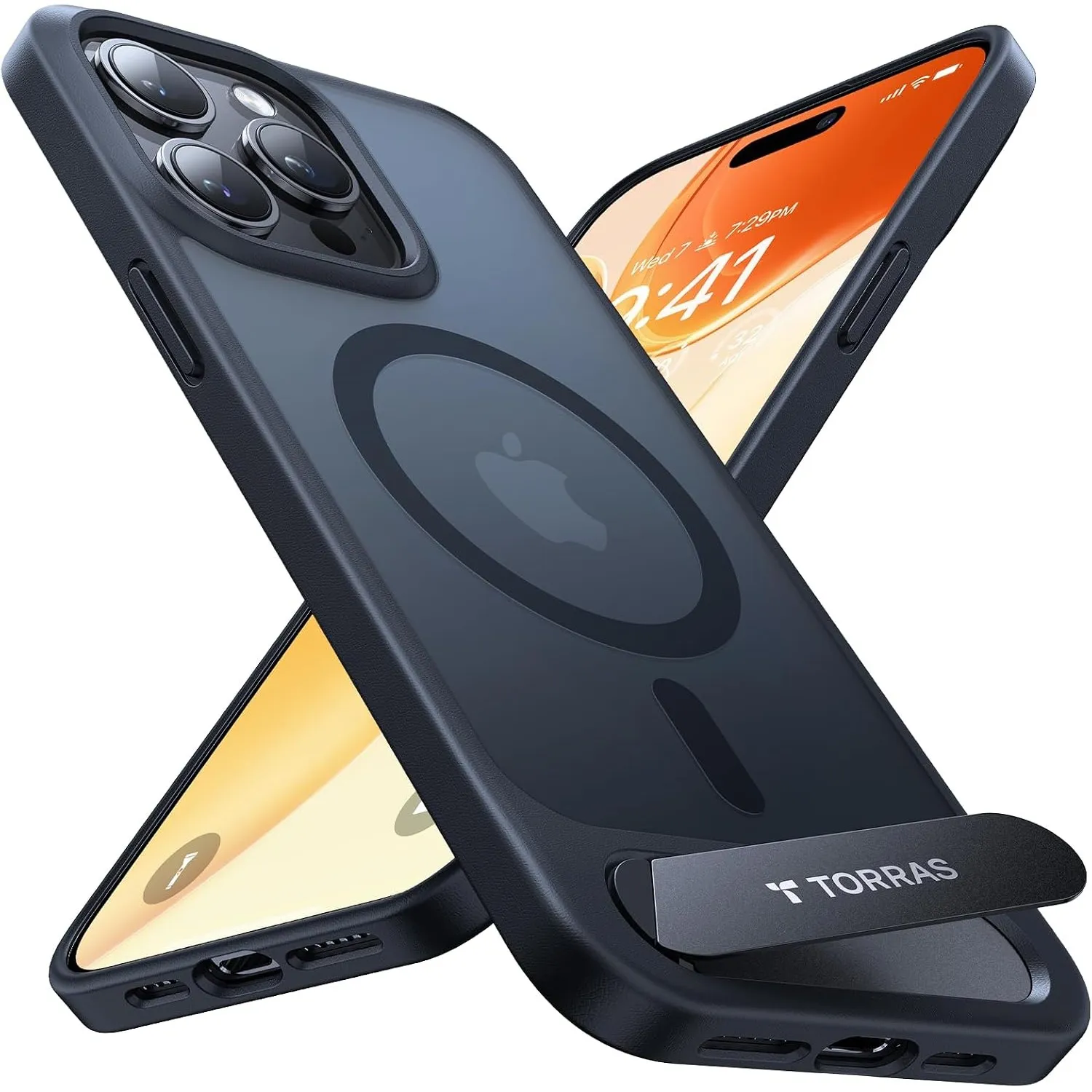 TORRAS Ostand L1 für iPhone 15 Pro Max Hülle für MagSafe Schwarz