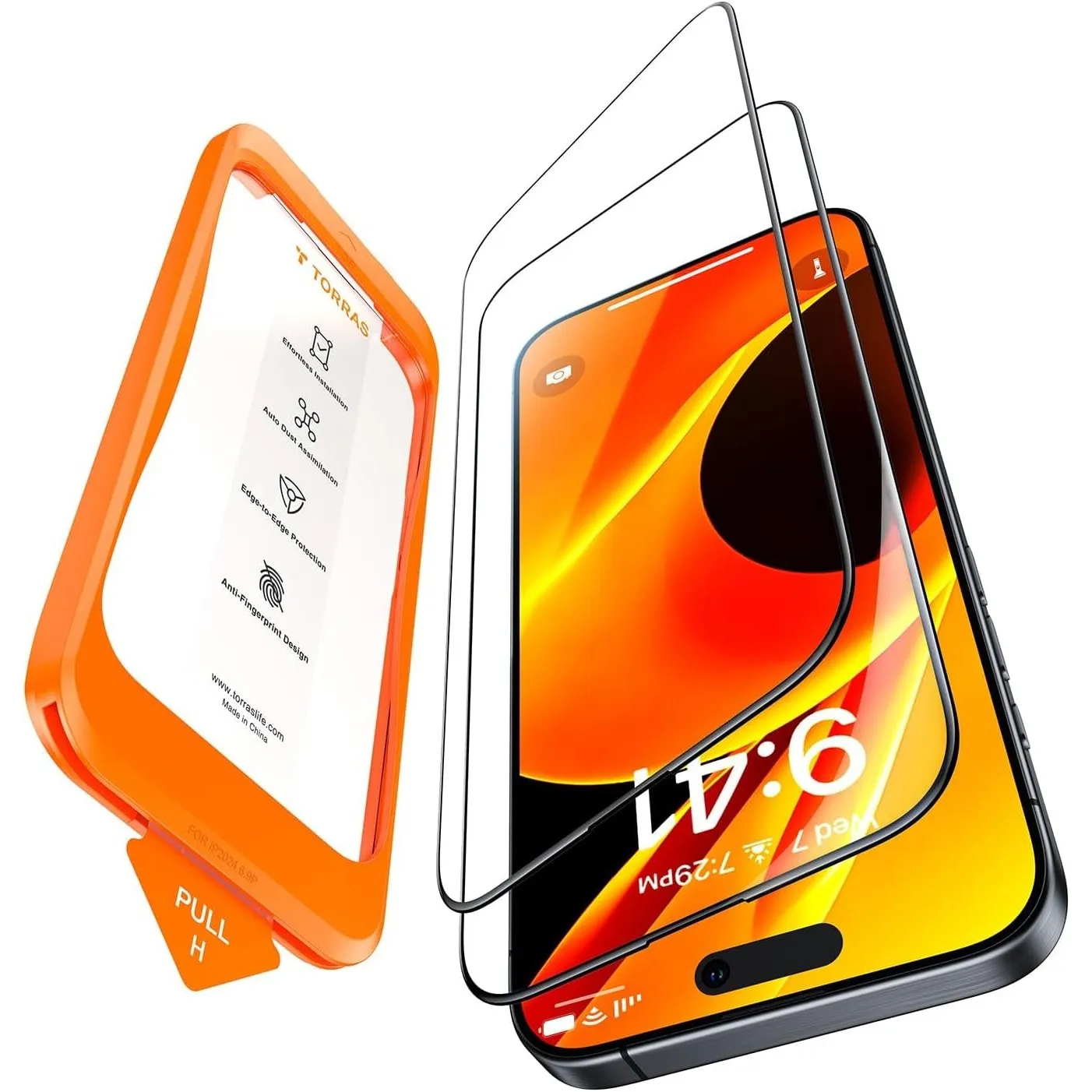 TORRAS für iPhone 15 Pro Max für Panzerglas [TOP Bruchsicherheit] 9H+ Härte Folie Full Screen Militärstandard Schutzgla…