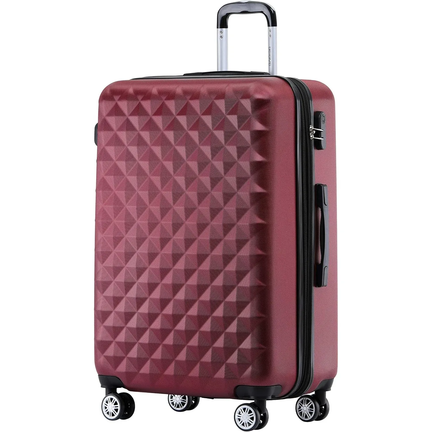 BEIBYE Zwillingsrollen 2066 Hartschale Trolley Koffer Reisekoffer Gepäck M-L-XL-Set (Weinrot, L)