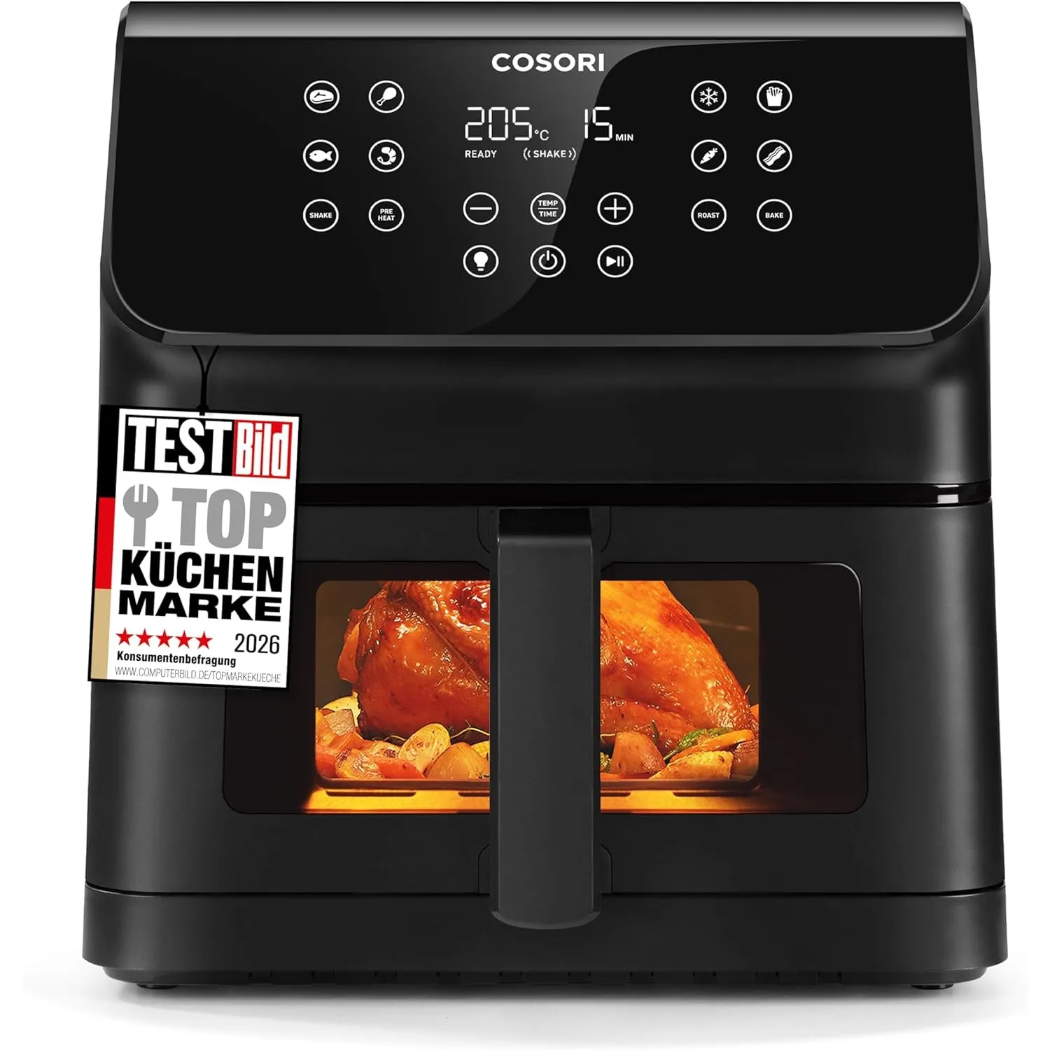 Cosori Airfryer, mit Sichtfenster, 12-in-1 6,2L Heissluftfritteuse | Shake Reminder, Fritteuse 85 Prozent weniger Fett,…