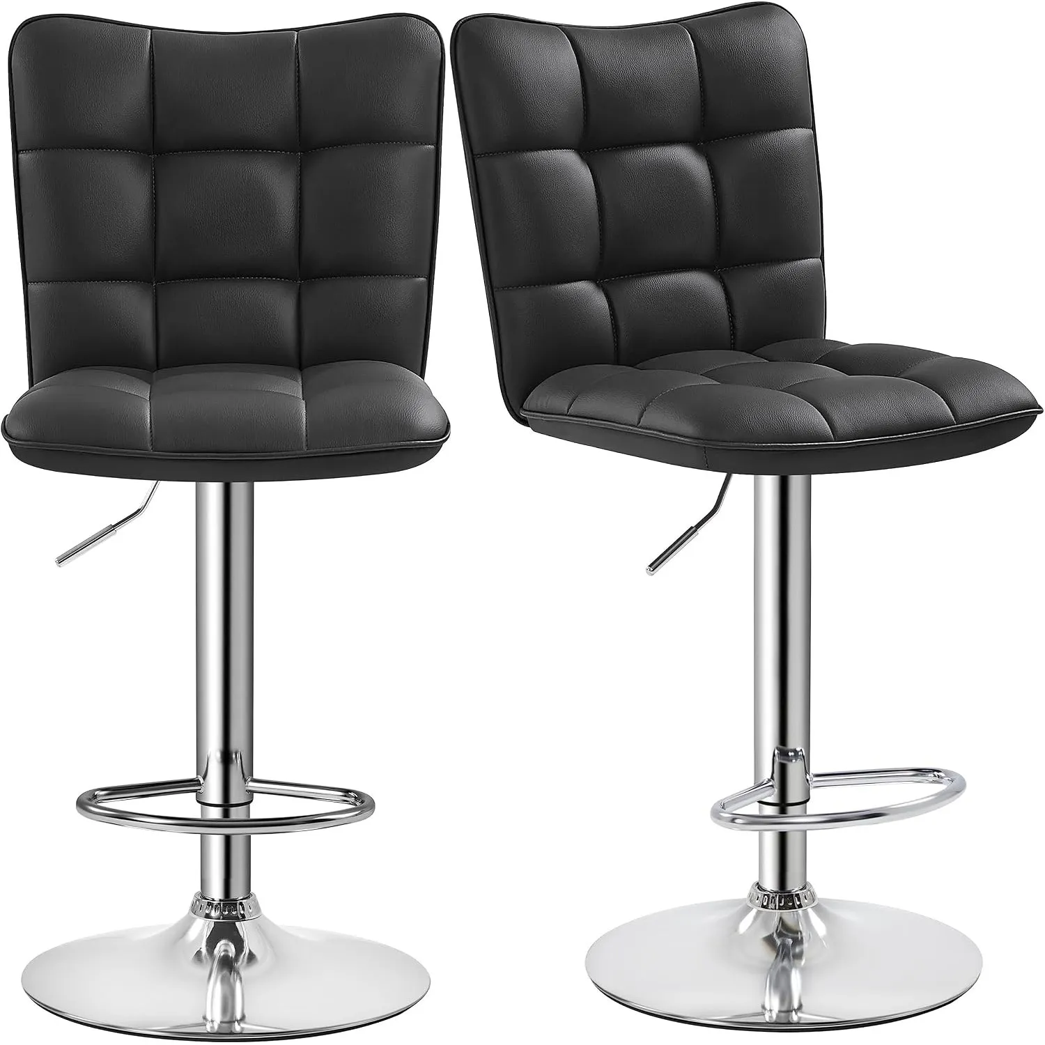 Yaheetech 2er Set Barhocker 360° Drehbar Barstühle mit Rückenlehne Schwarz | Höhenverstellbar 62,5-83 cm, Mit Fußstütze…
