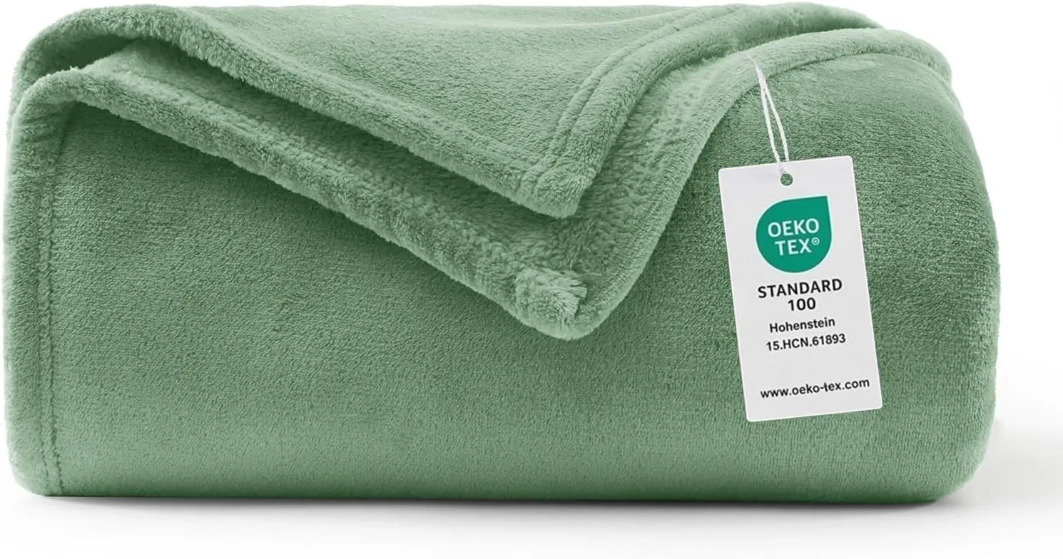 WAVVE Kuscheldecke Flauschig Decke Fleecedecke - Sofadecke Klein Wohndecke Couchdecke, Decke Sofa Weich Grün, Leicht So…